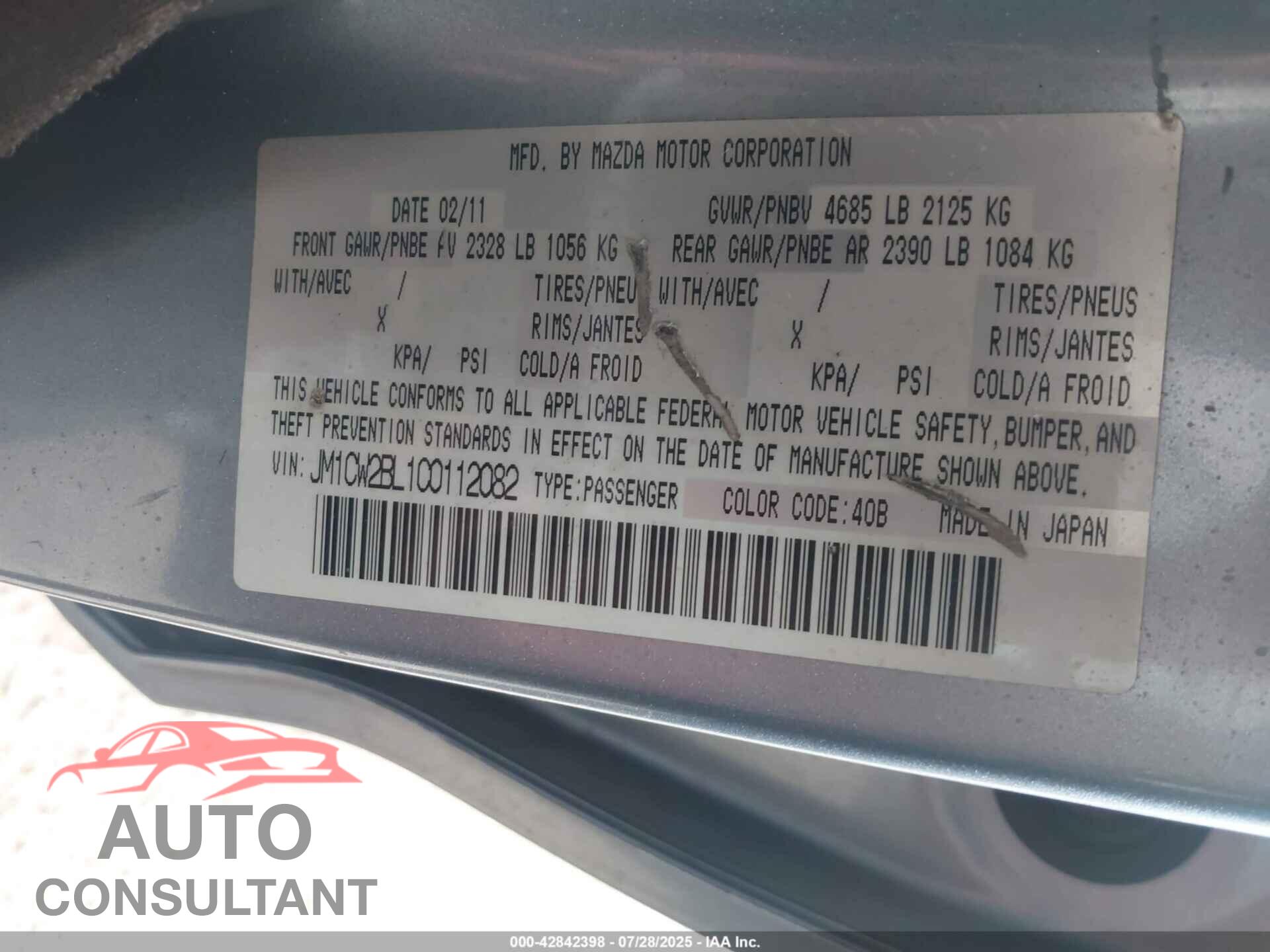 MAZDA MAZDA5 2012 - JM1CW2BL1C0112082