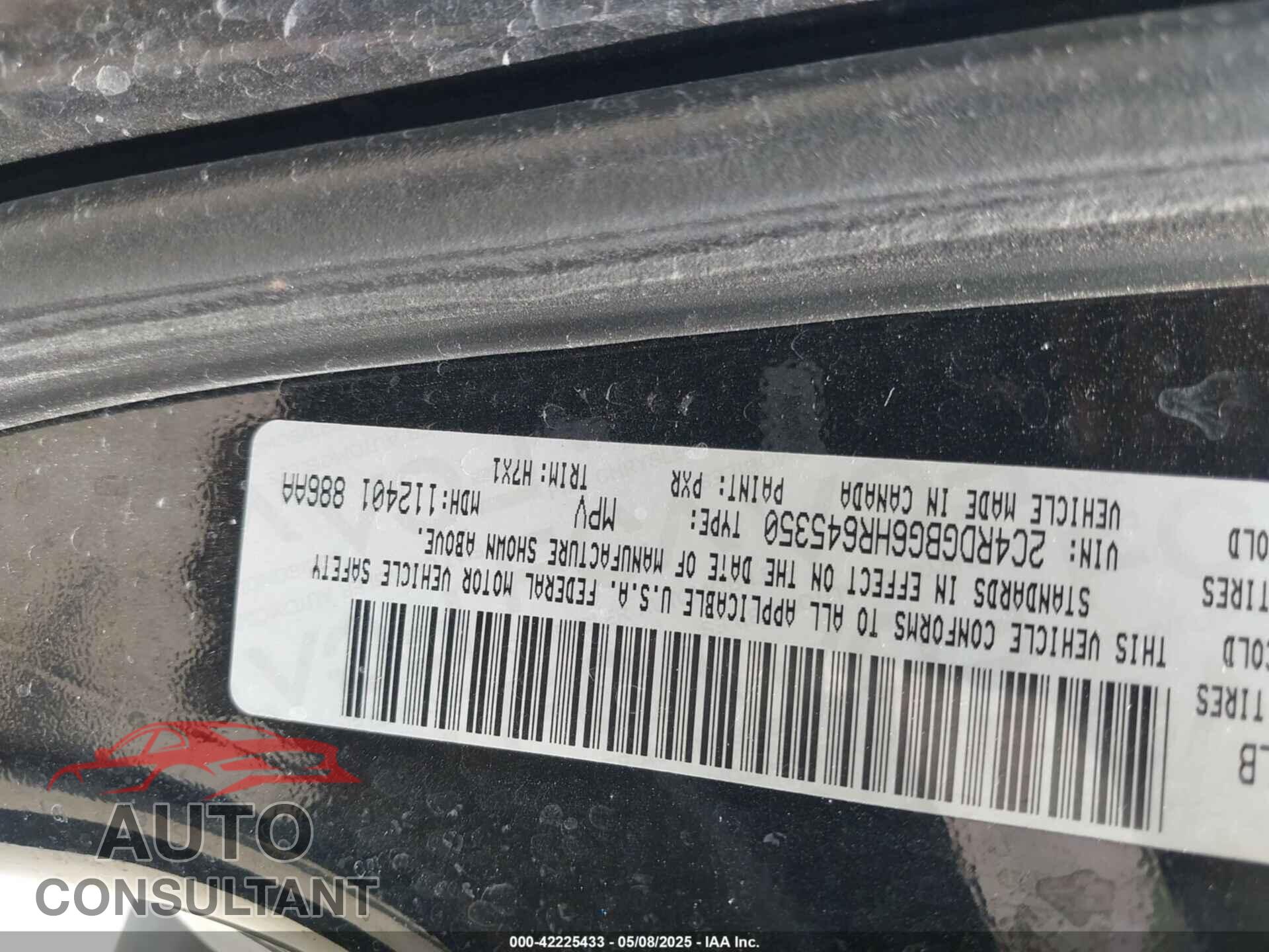 DODGE GRAND CARAVAN 2017 - 2C4RDGBG6HR645350