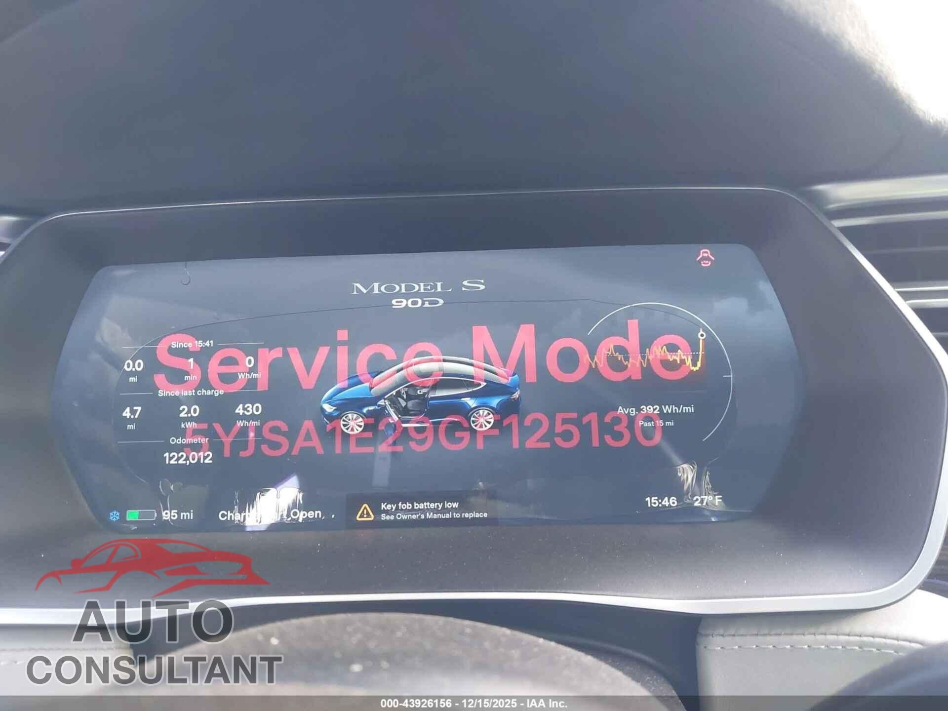TESLA MODEL S 2016 - 5YJSA1E29GF125130