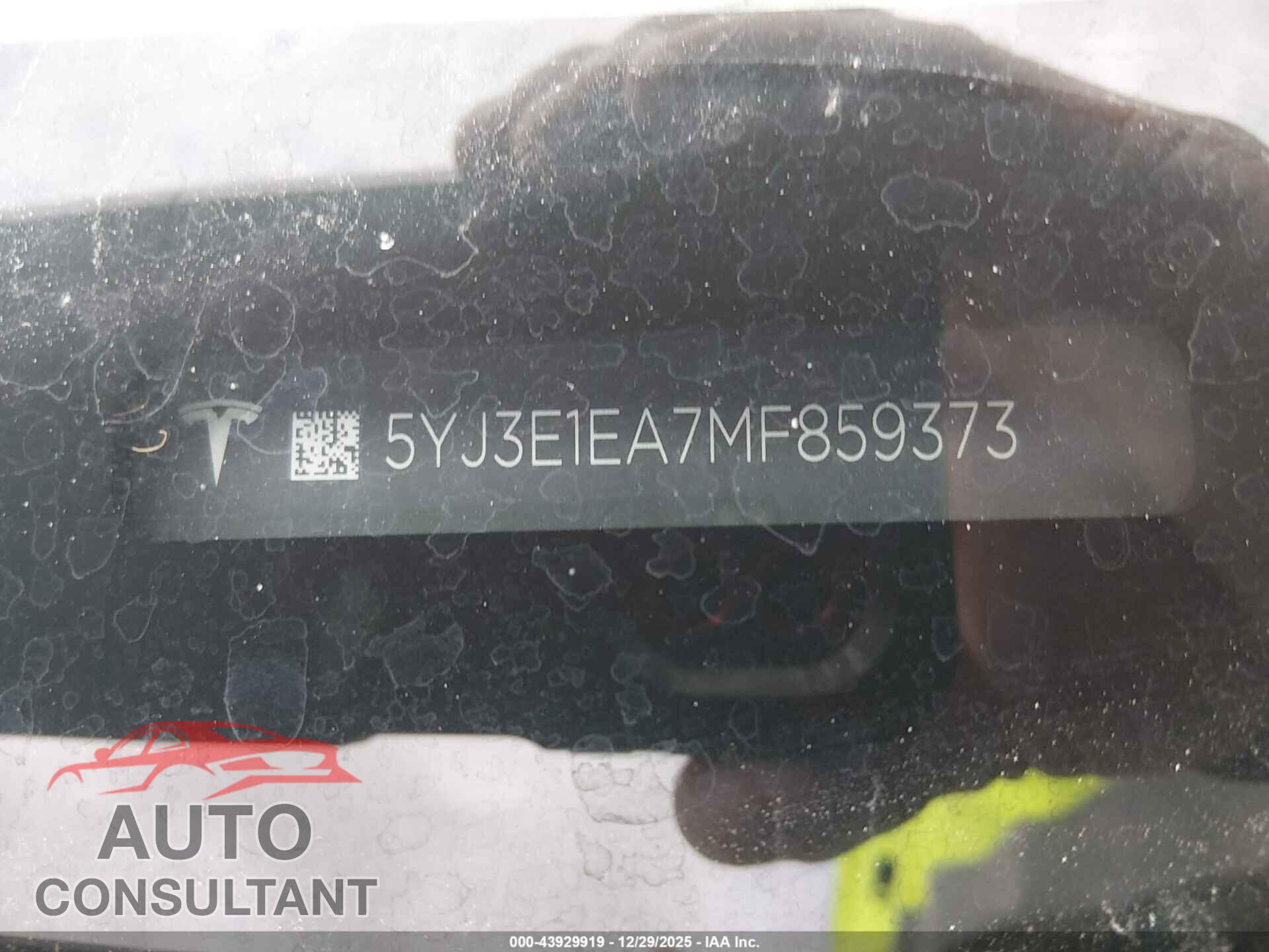 TESLA MODEL 3 2021 - 5YJ3E1EA7MF859373