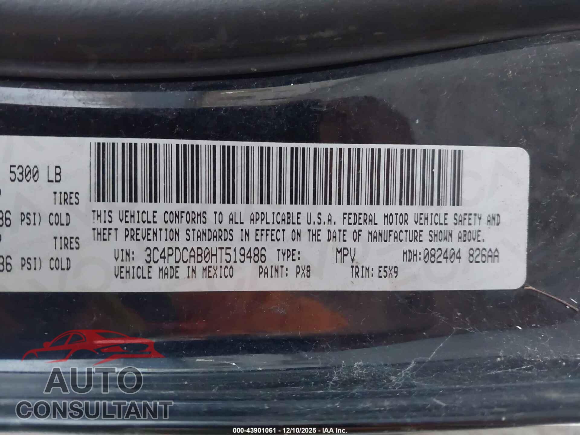 DODGE JOURNEY 2017 - 3C4PDCAB0HT519486