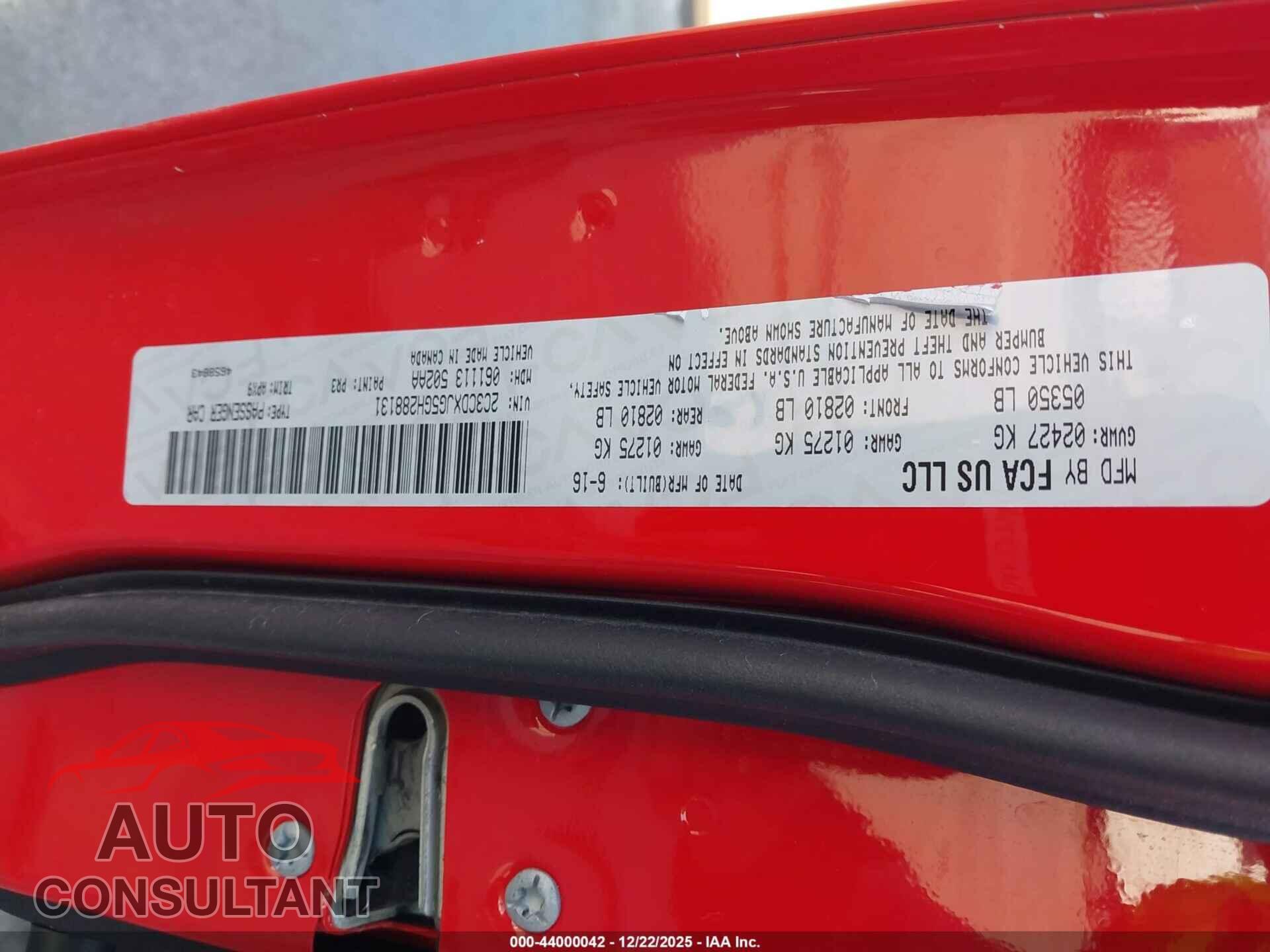 DODGE CHARGER 2016 - 2C3CDXJG5GH288131