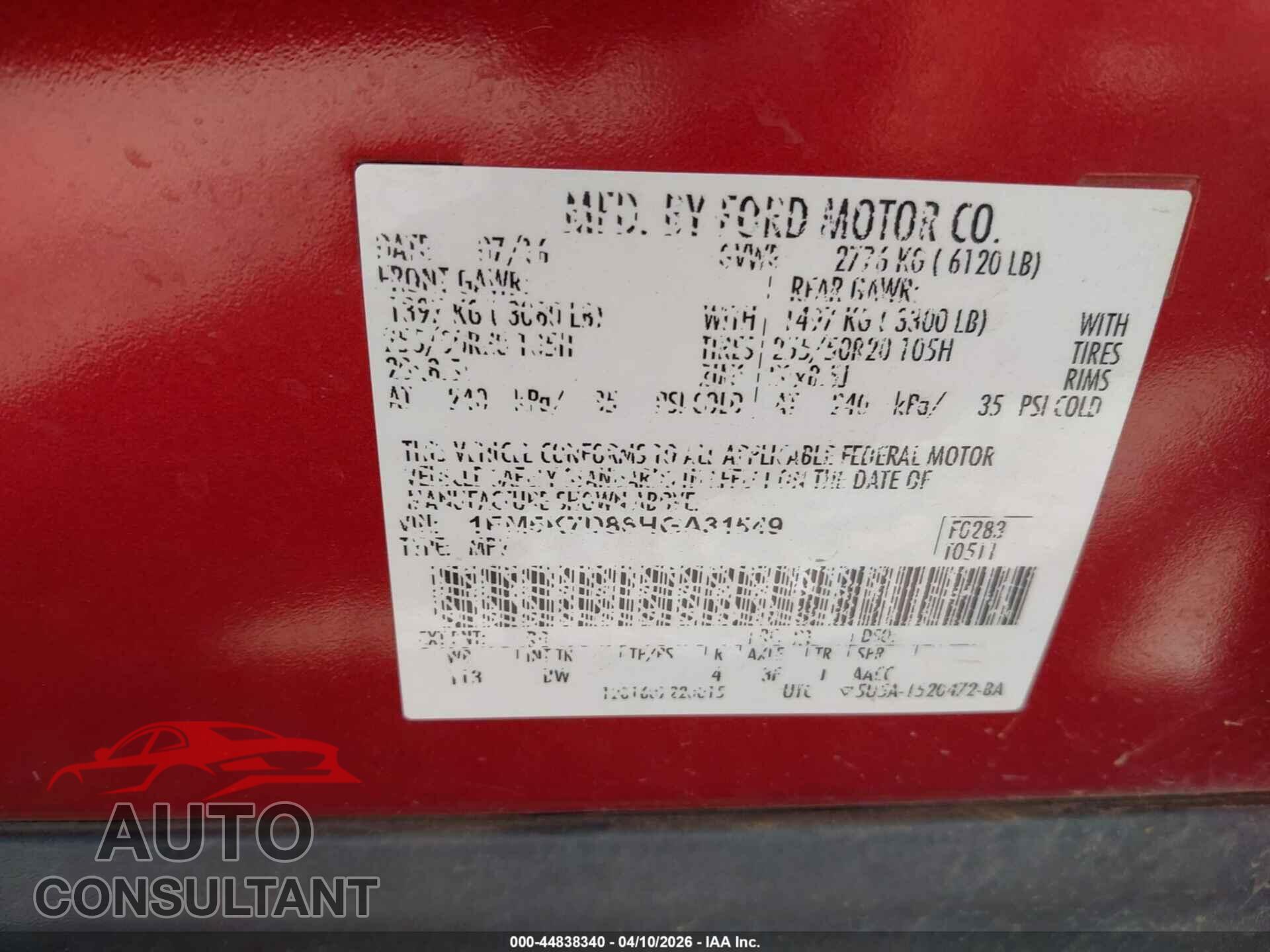 FORD EXPLORER 2017 - 1FM5K7D86HGA31549