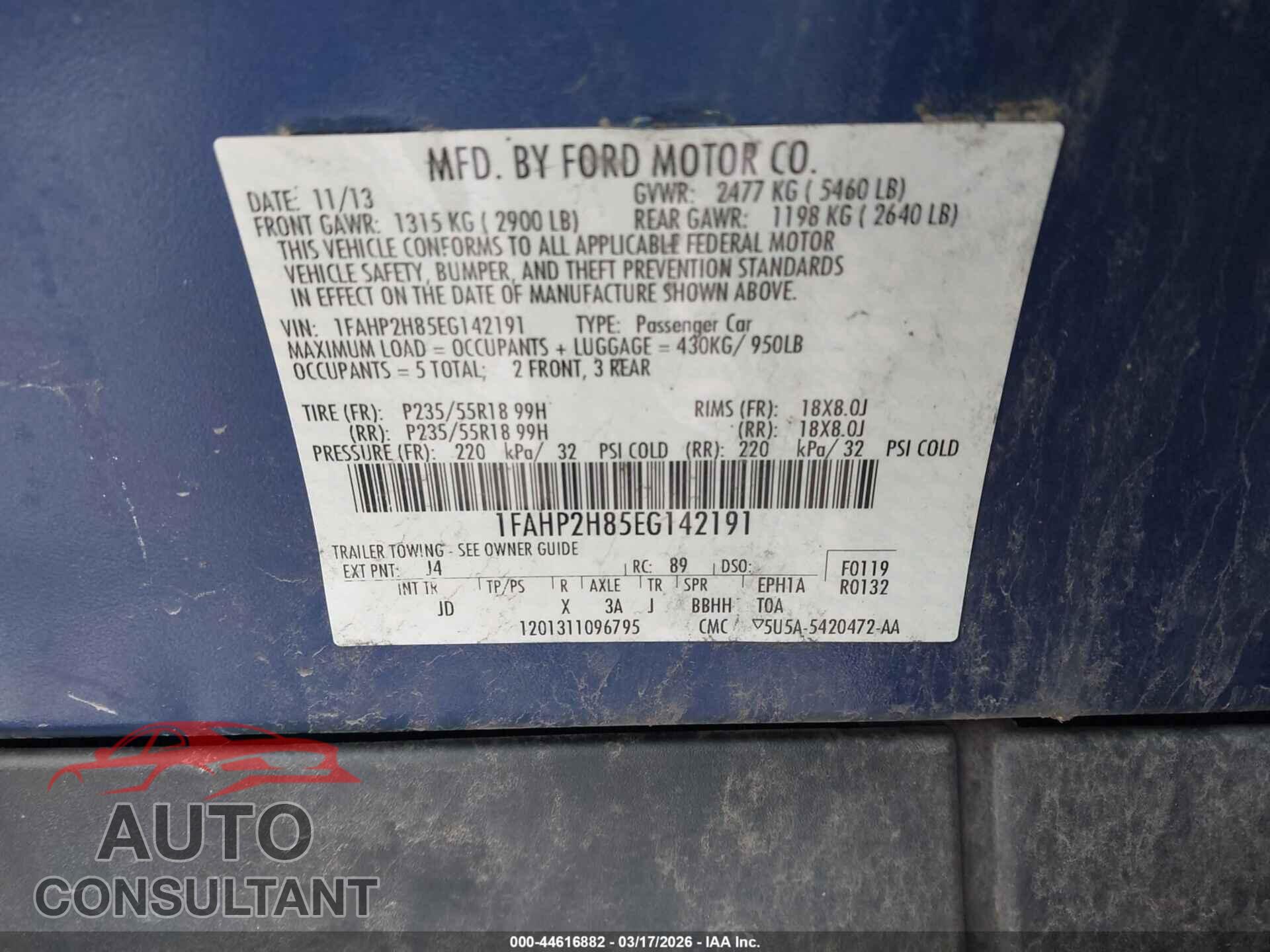 FORD TAURUS 2014 - 1FAHP2H85EG142191