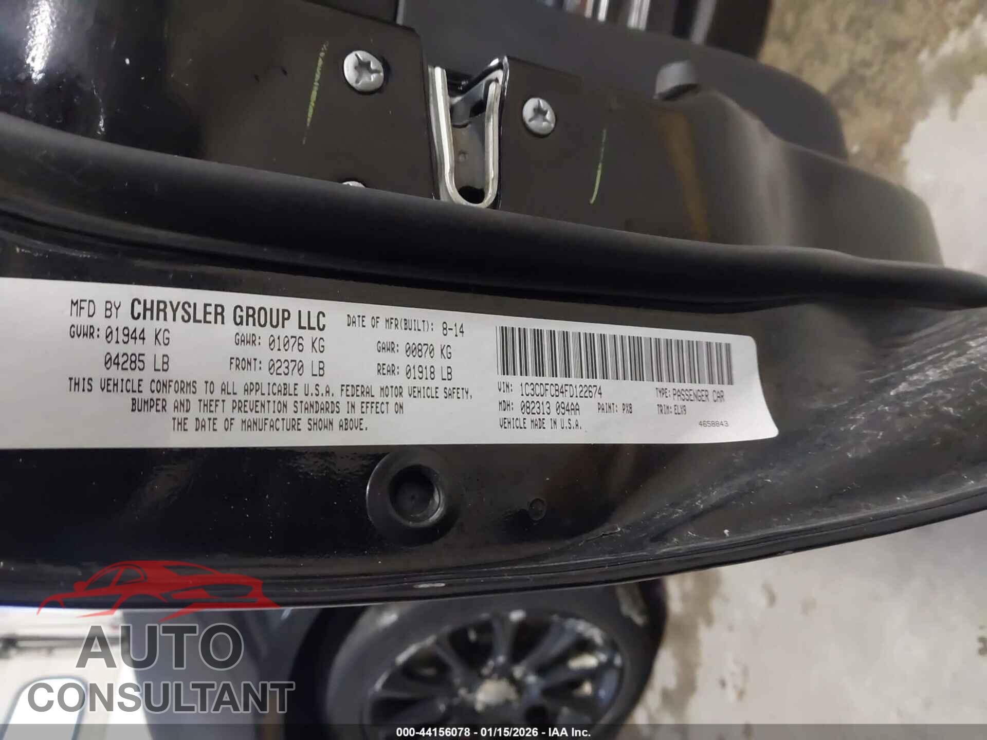 DODGE DART 2015 - 1C3CDFCB4FD122674