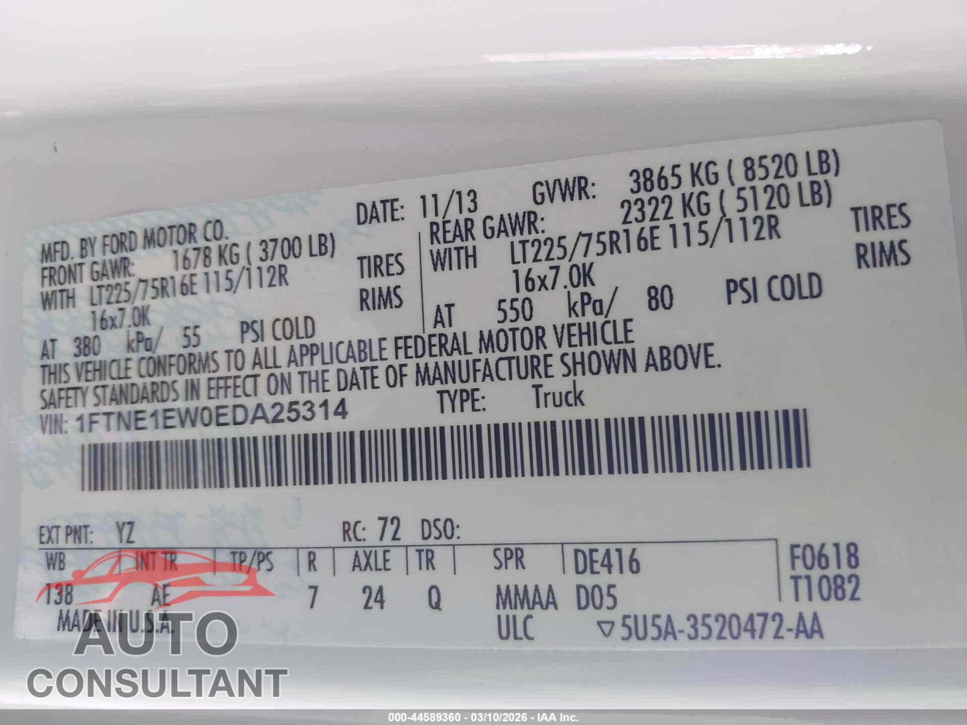 FORD E-150 2014 - 1FTNE1EW0EDA25314