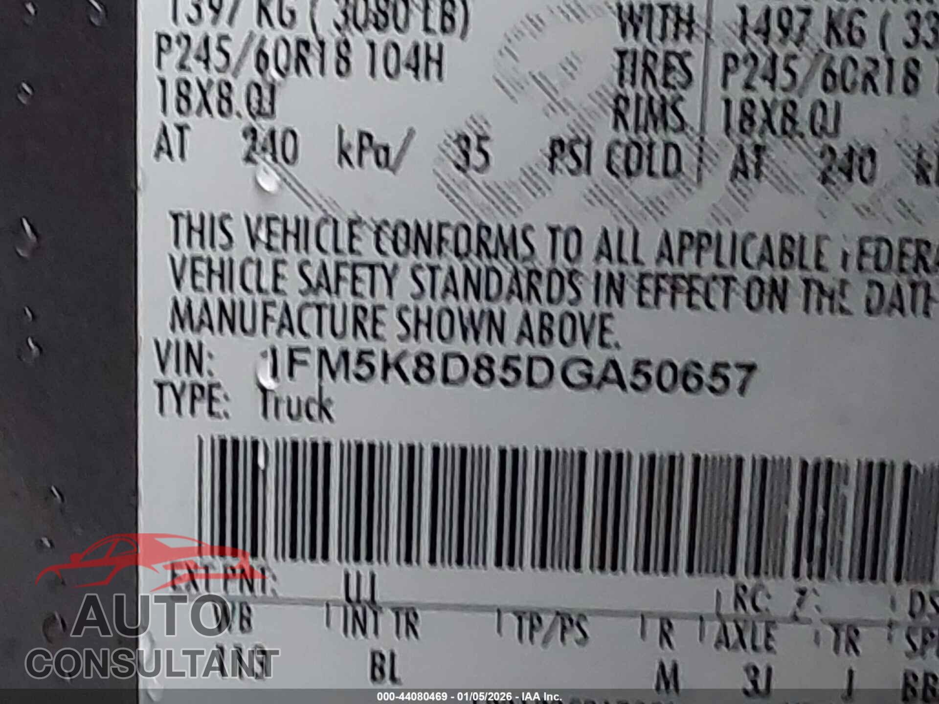 FORD EXPLORER 2013 - 1FM5K8D85DGA50657