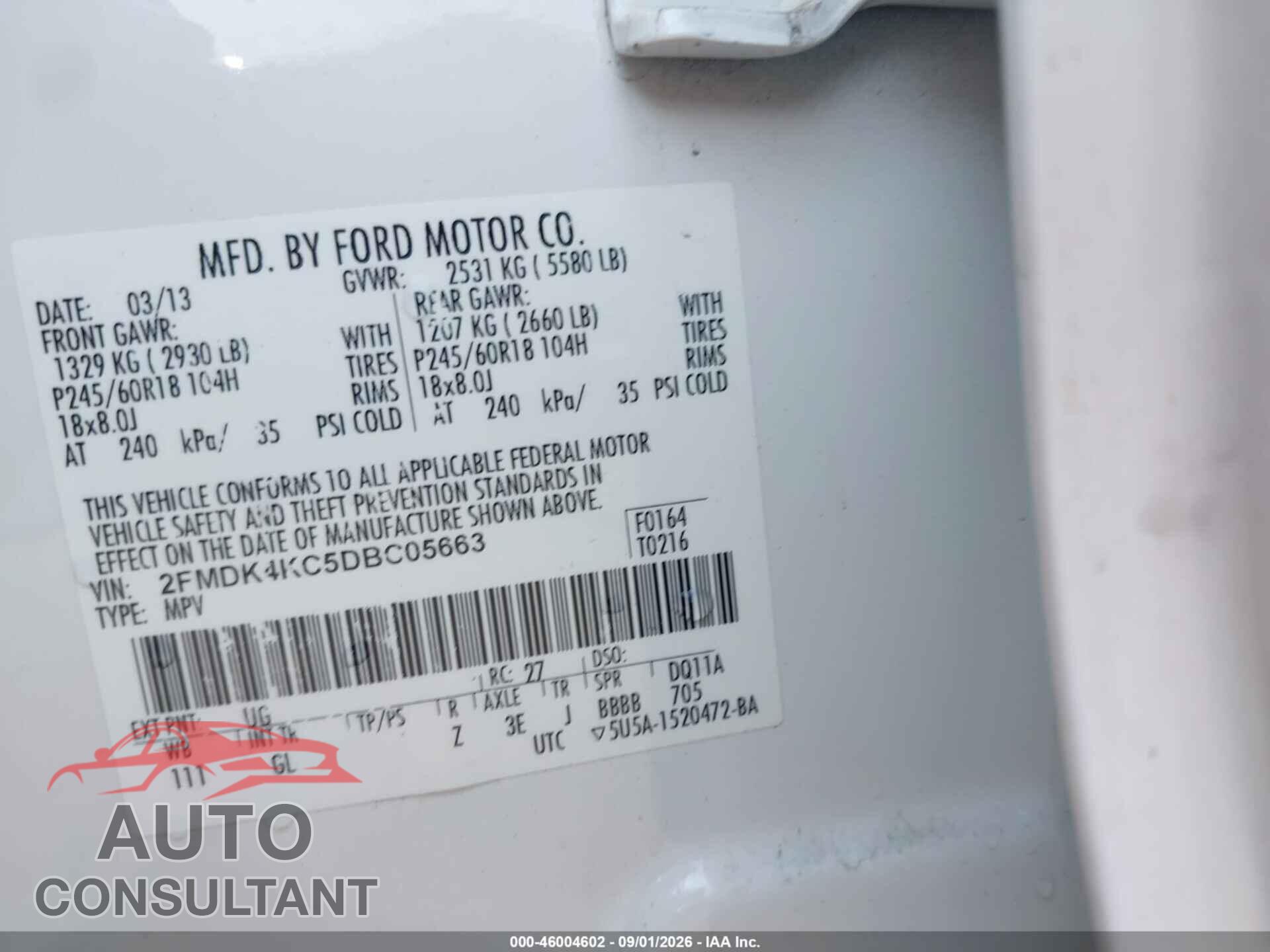 FORD EDGE 2013 - 2FMDK4KC5DBC05663