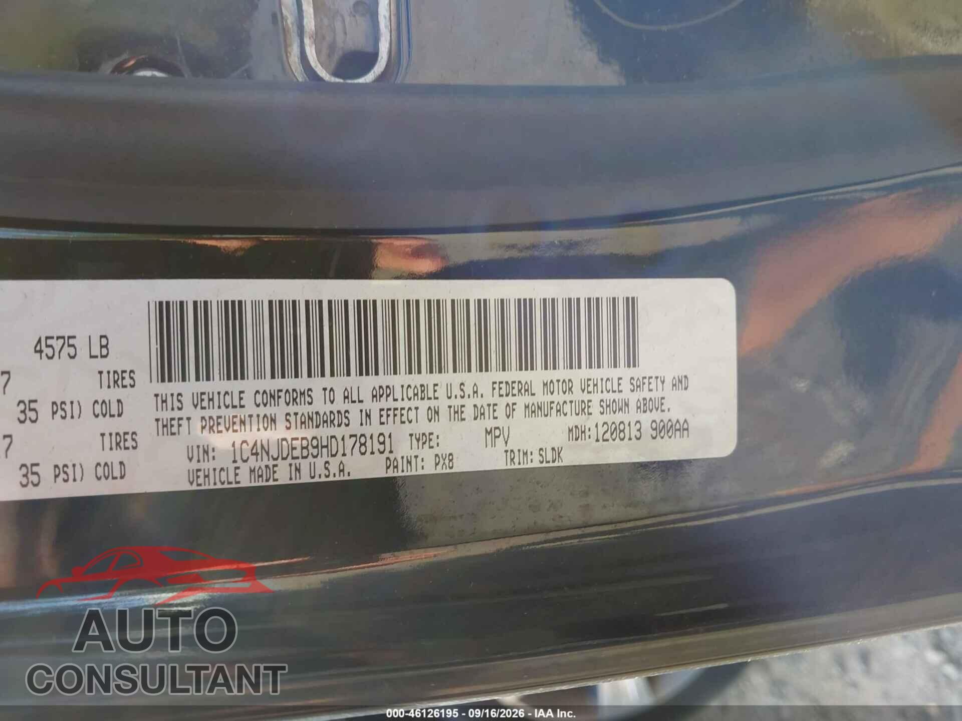 JEEP COMPASS 2017 - 1C4NJDEB9HD178191