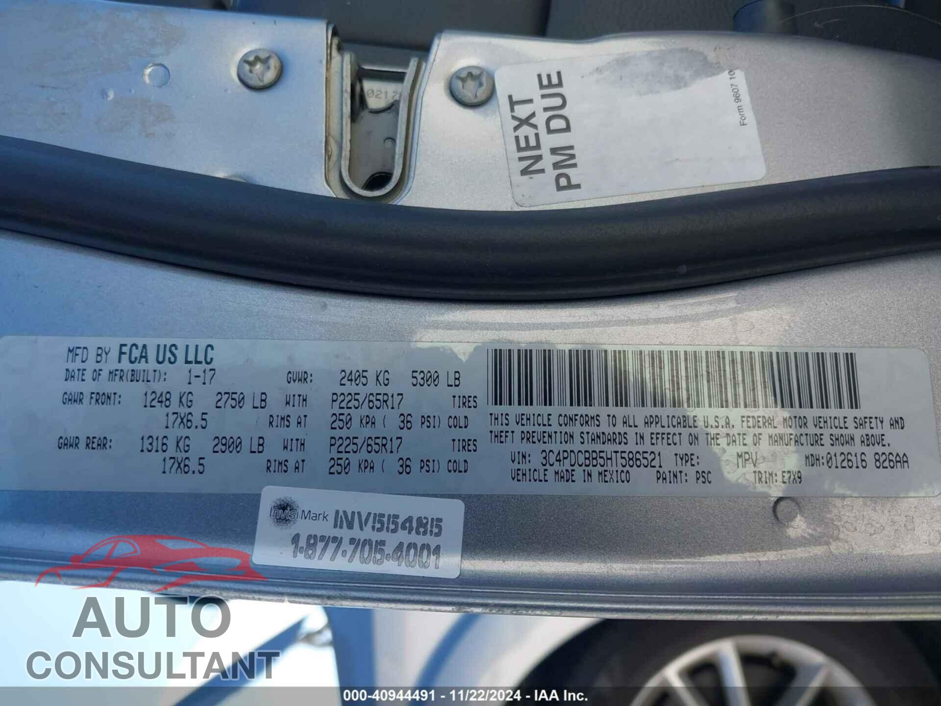DODGE JOURNEY 2017 - 3C4PDCBB5HT586521