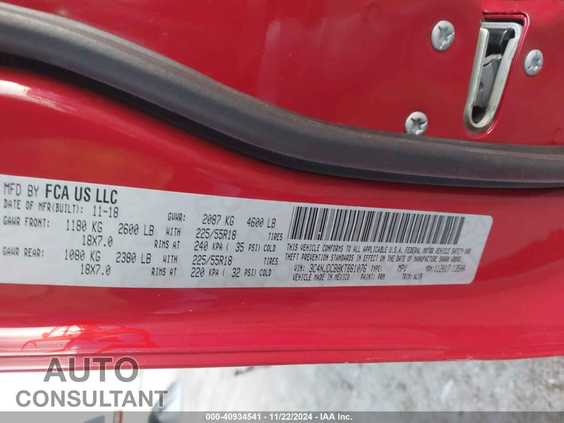 JEEP COMPASS 2019 - 3C4NJDCB8KT661076
