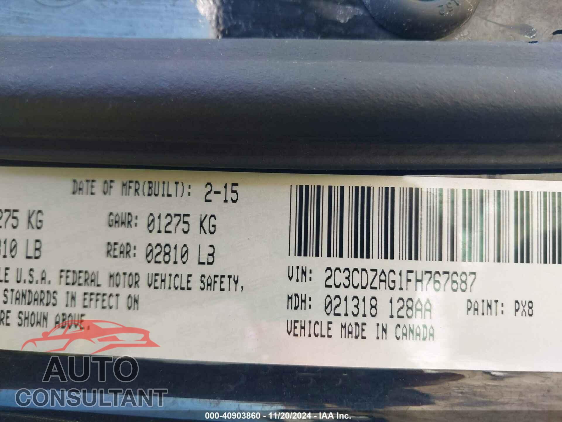 DODGE CHALLENGER 2015 - 2C3CDZAG1FH767687
