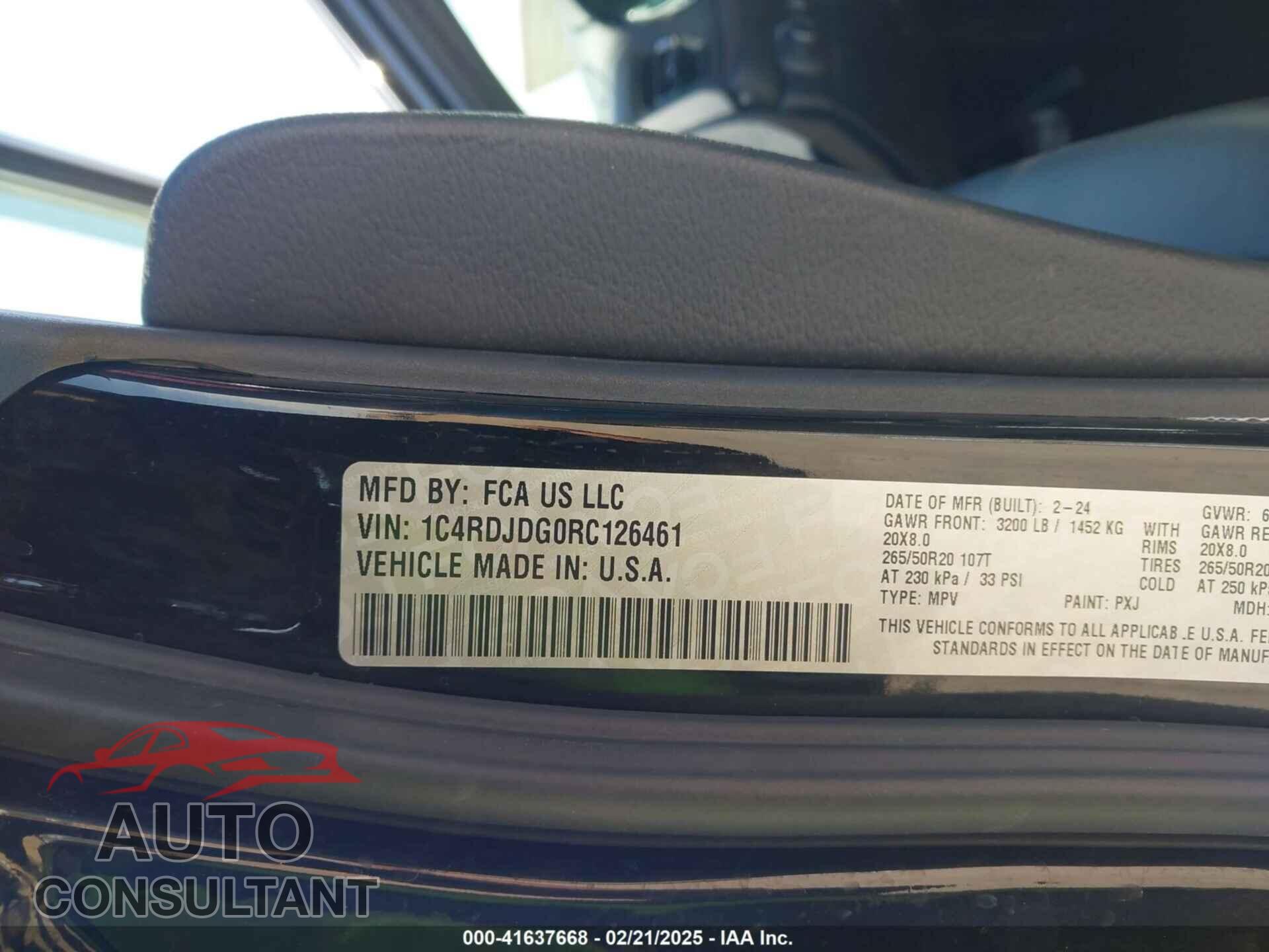 DODGE DURANGO 2024 - 1C4RDJDG0RC126461