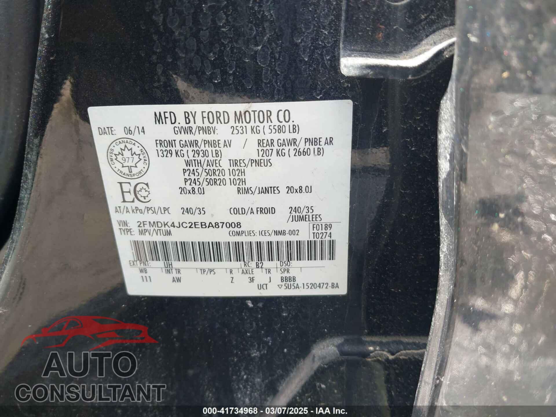 FORD EDGE 2014 - 2FMDK4JC2EBA87008