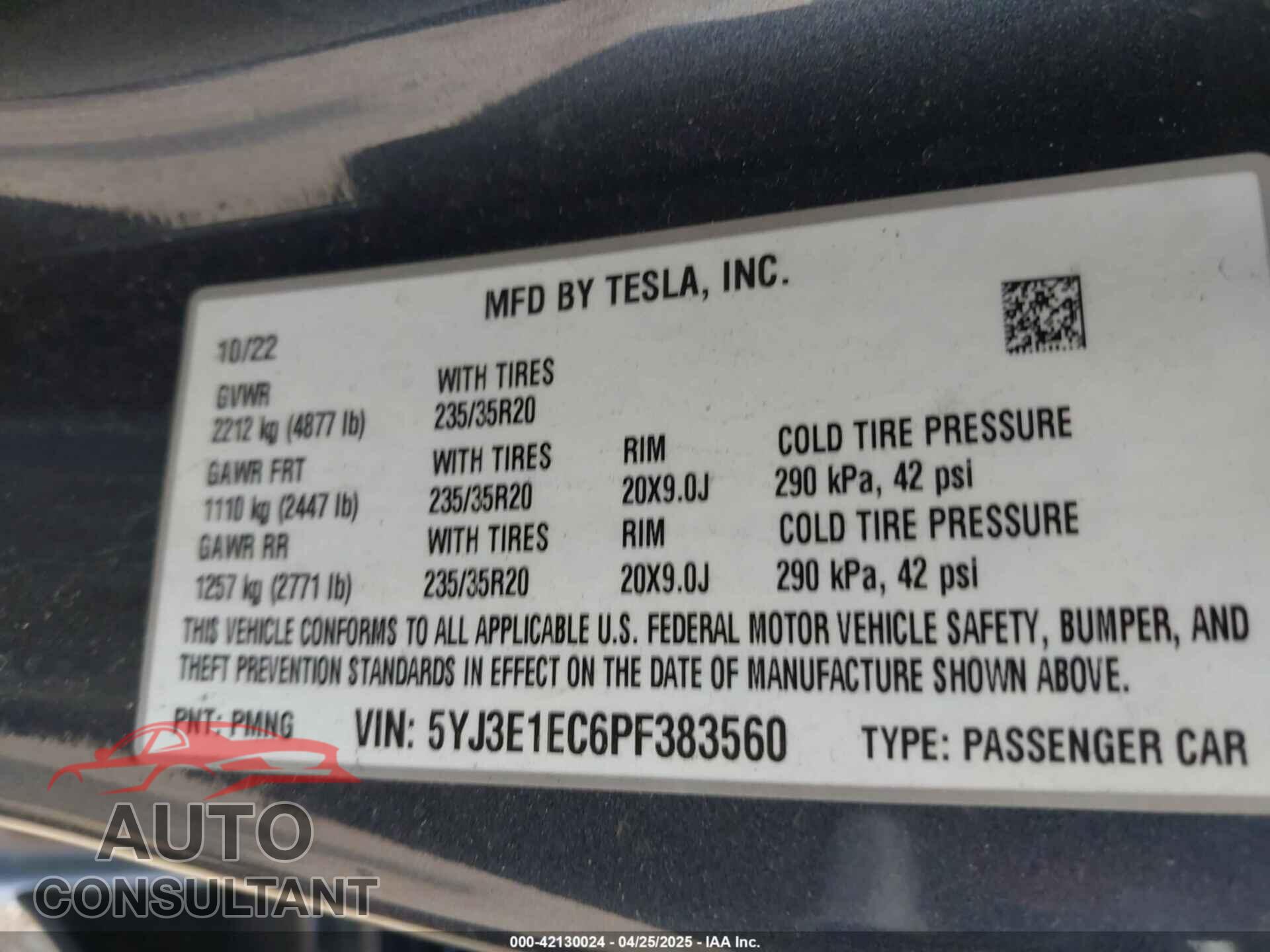 TESLA MODEL 3 2023 - 5YJ3E1EC6PF383560