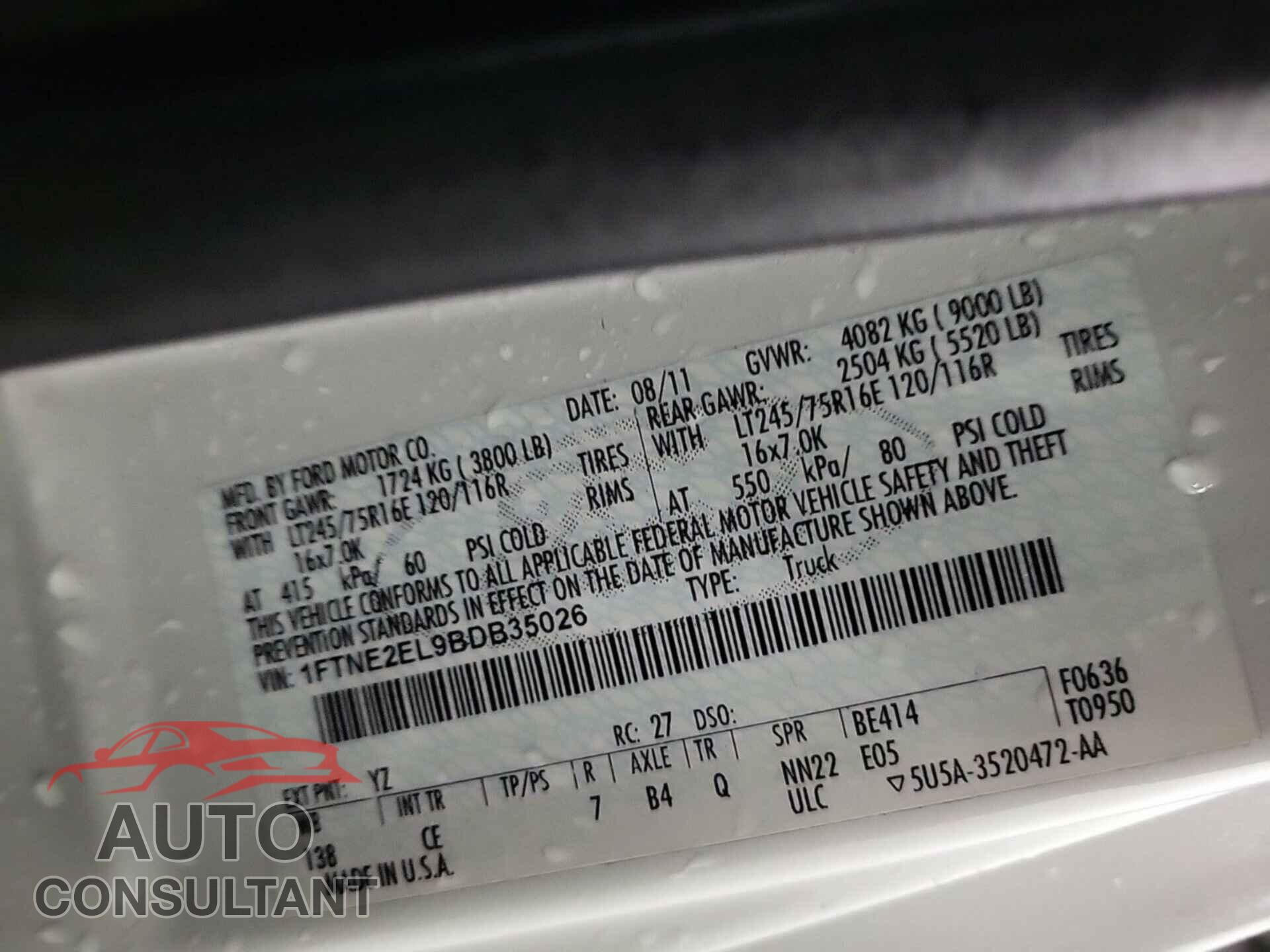FORD ECONOLINE 2011 - 1FTNE2EL9BDB35026