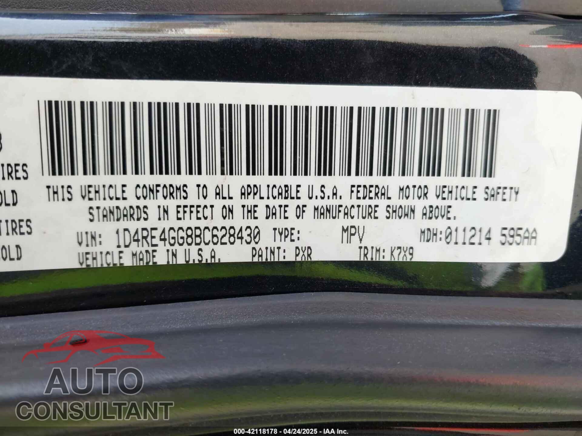 DODGE DURANGO 2011 - 1D4RE4GG8BC628430
