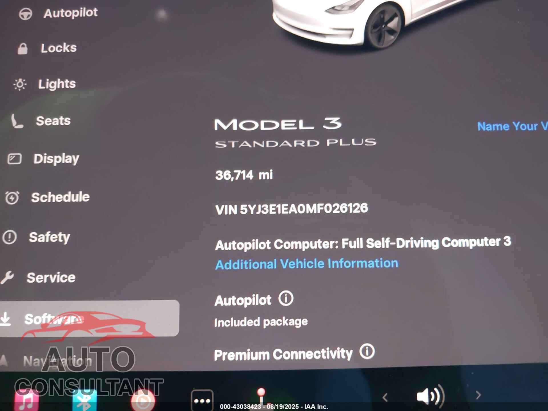 TESLA MODEL 3 2021 - 5YJ3E1EA0MF026126