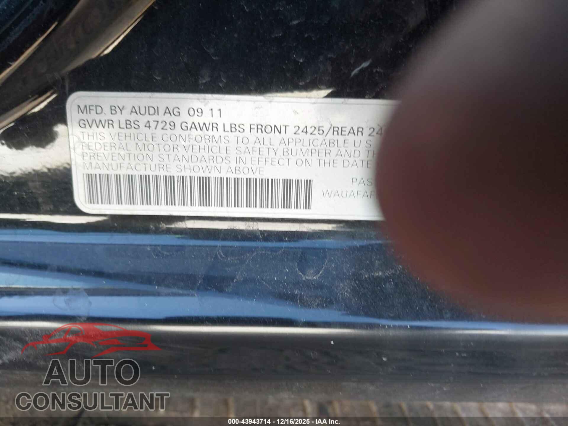 AUDI A4 2012 - WAUAFAFL7CN009678