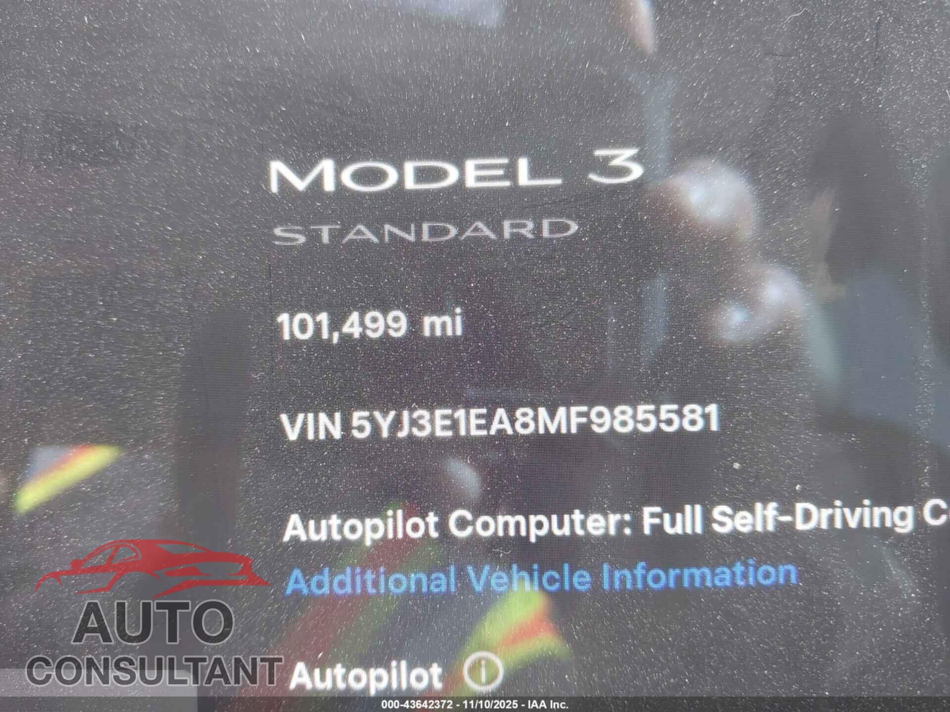 TESLA MODEL 3 2021 - 5YJ3E1EA8MF985581