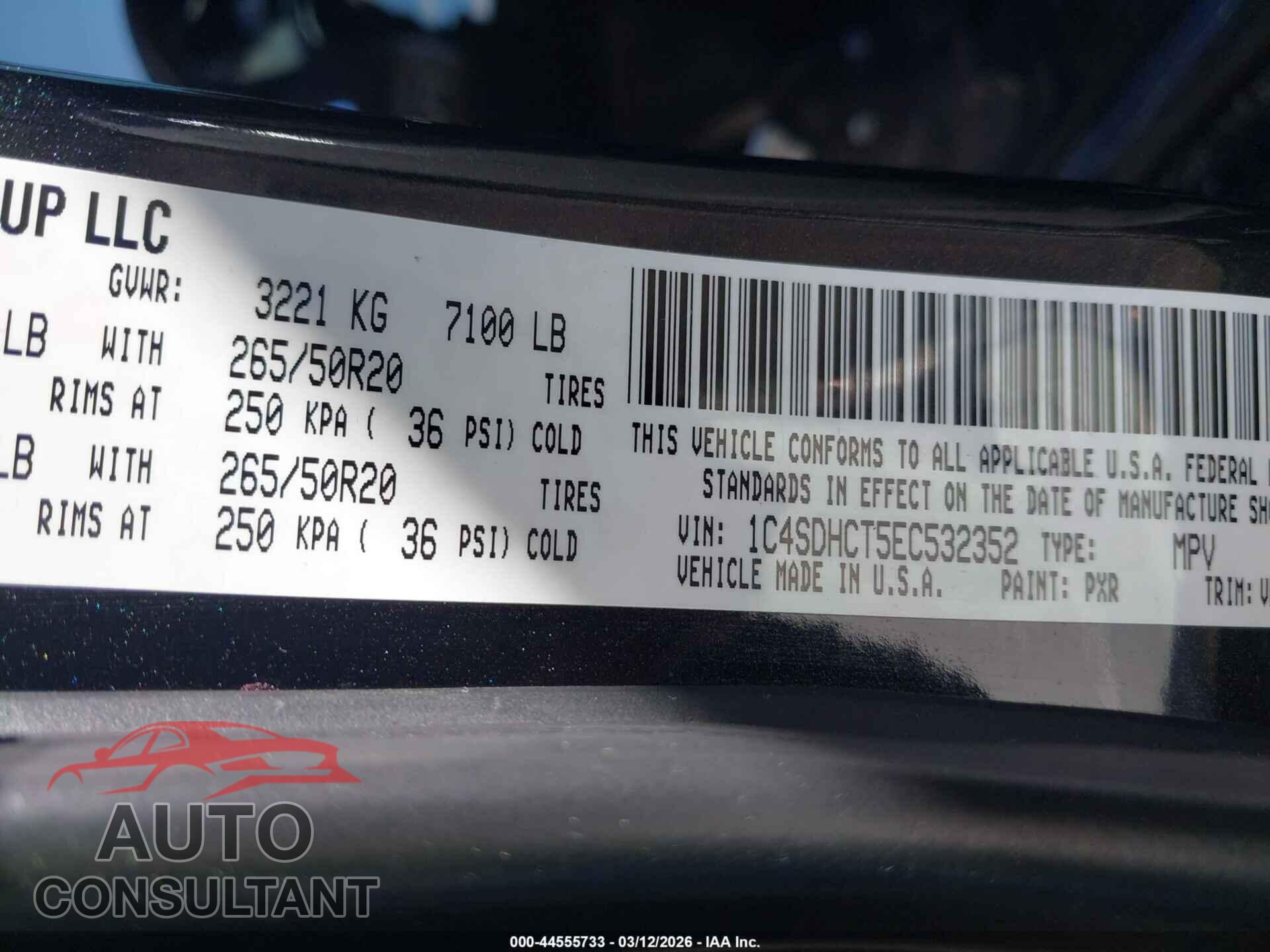 DODGE DURANGO 2014 - 1C4SDHCT5EC532352