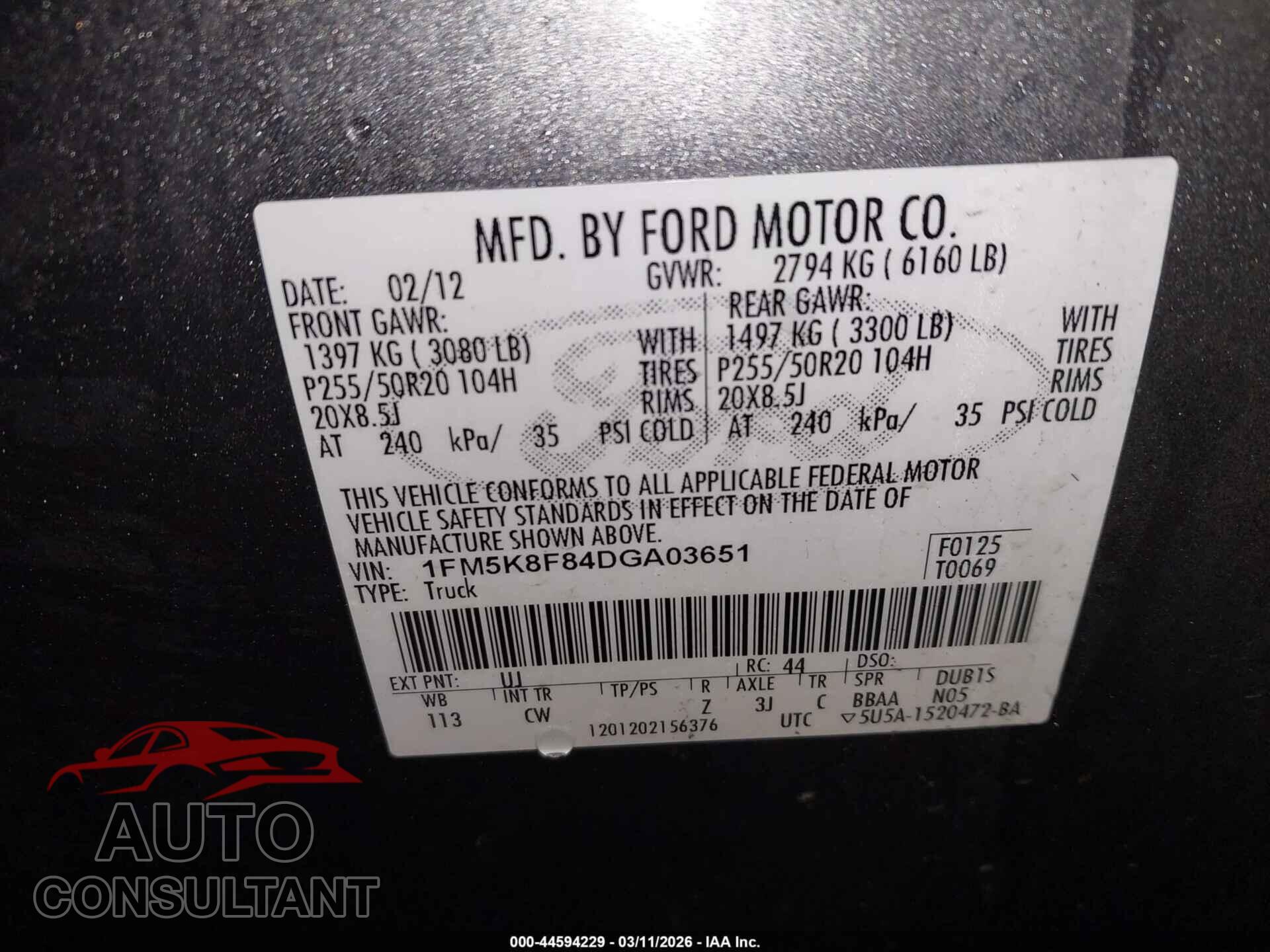 FORD EXPLORER 2013 - 1FM5K8F84DGA03651