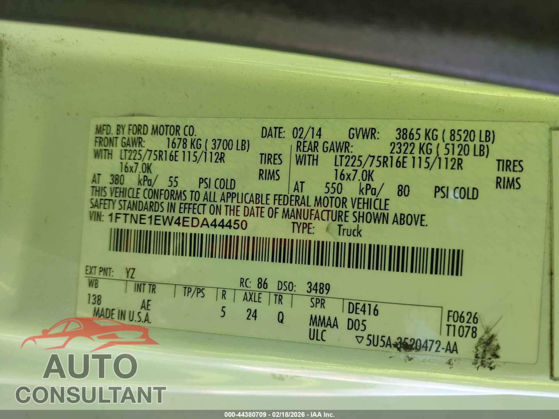 FORD E-150 2014 - 1FTNE1EW4EDA44450