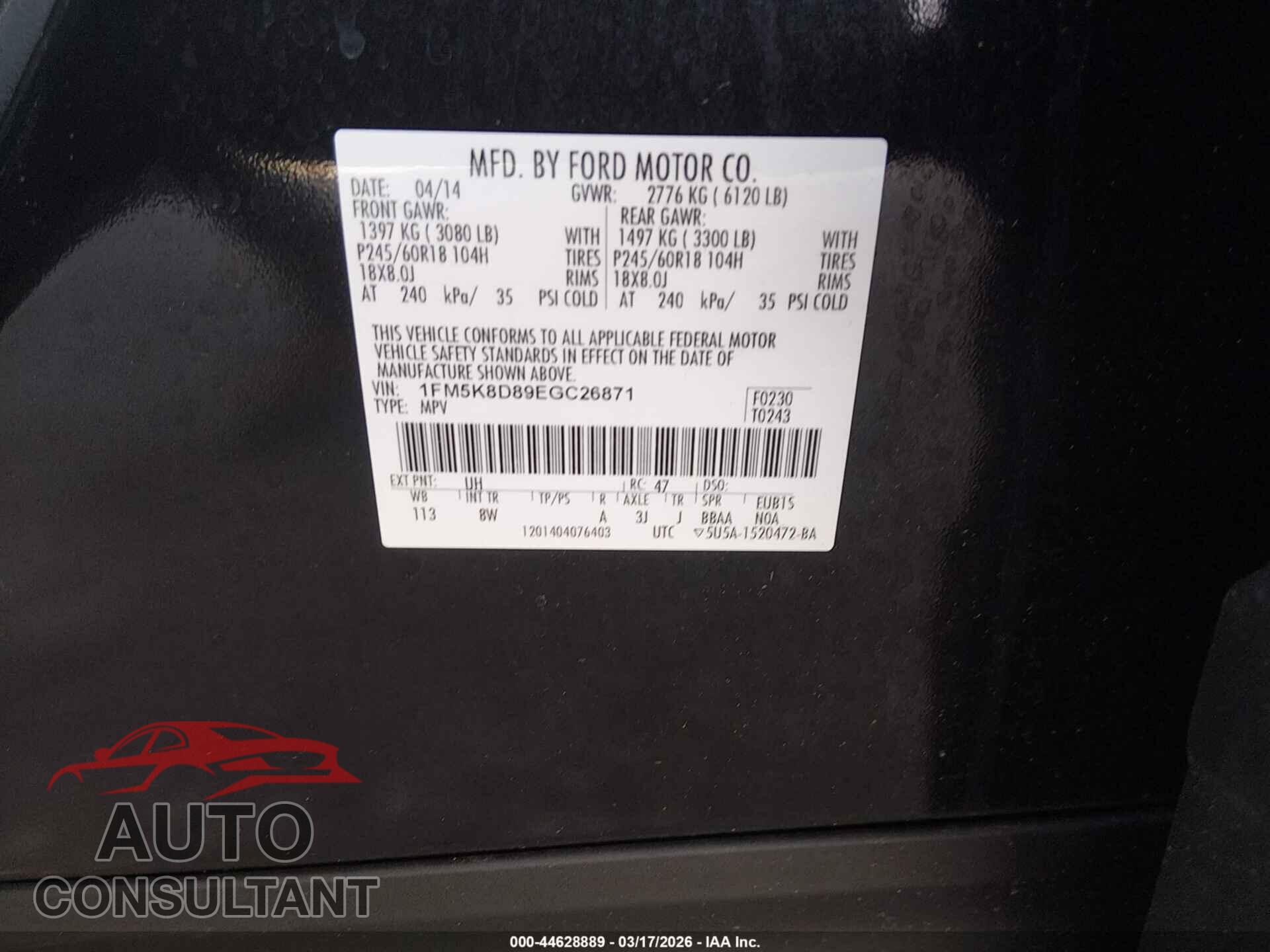 FORD EXPLORER 2014 - 1FM5K8D89EGC26871