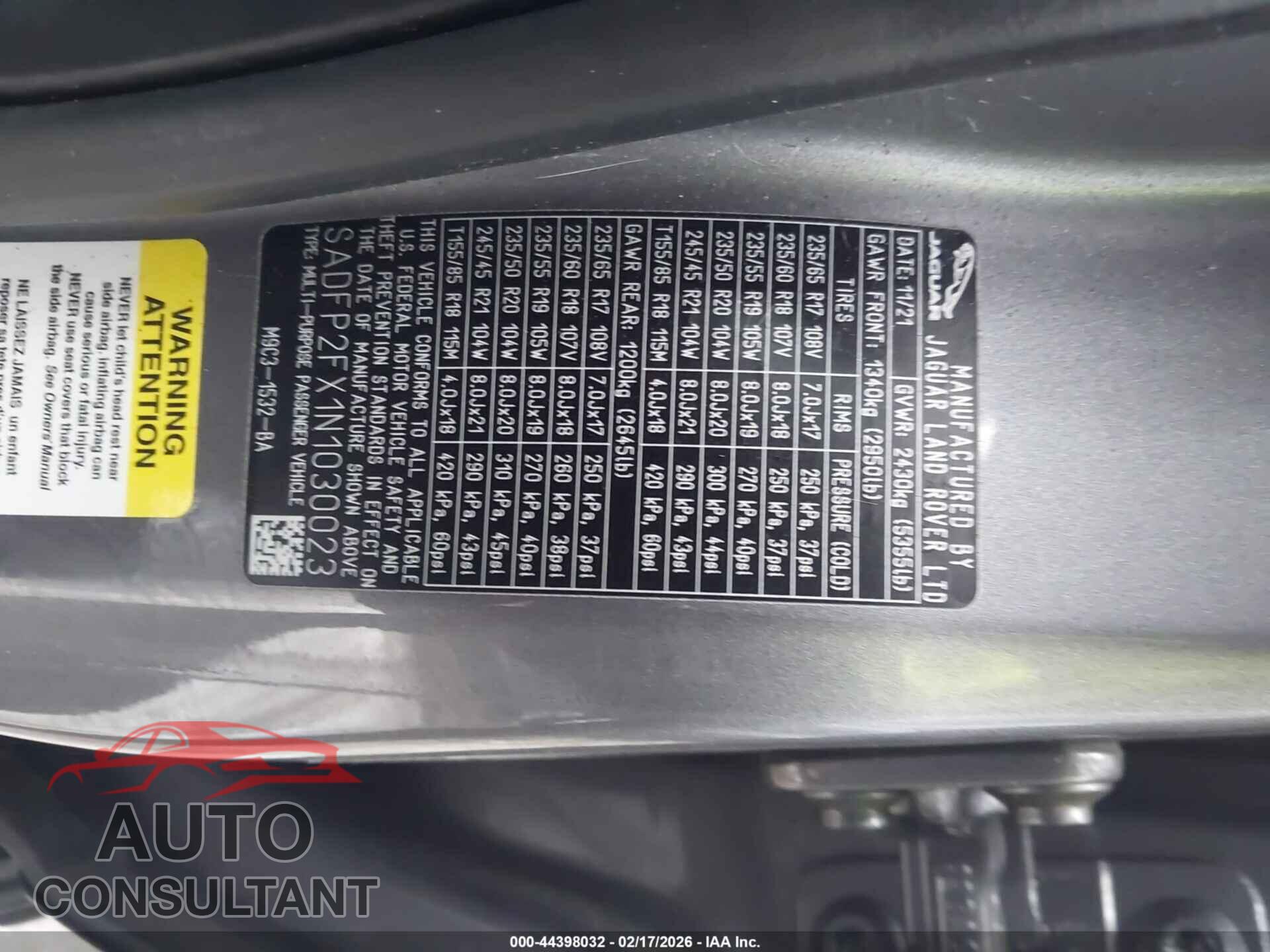 JAGUAR E-PACE 2022 - SADFP2FX1N1030023