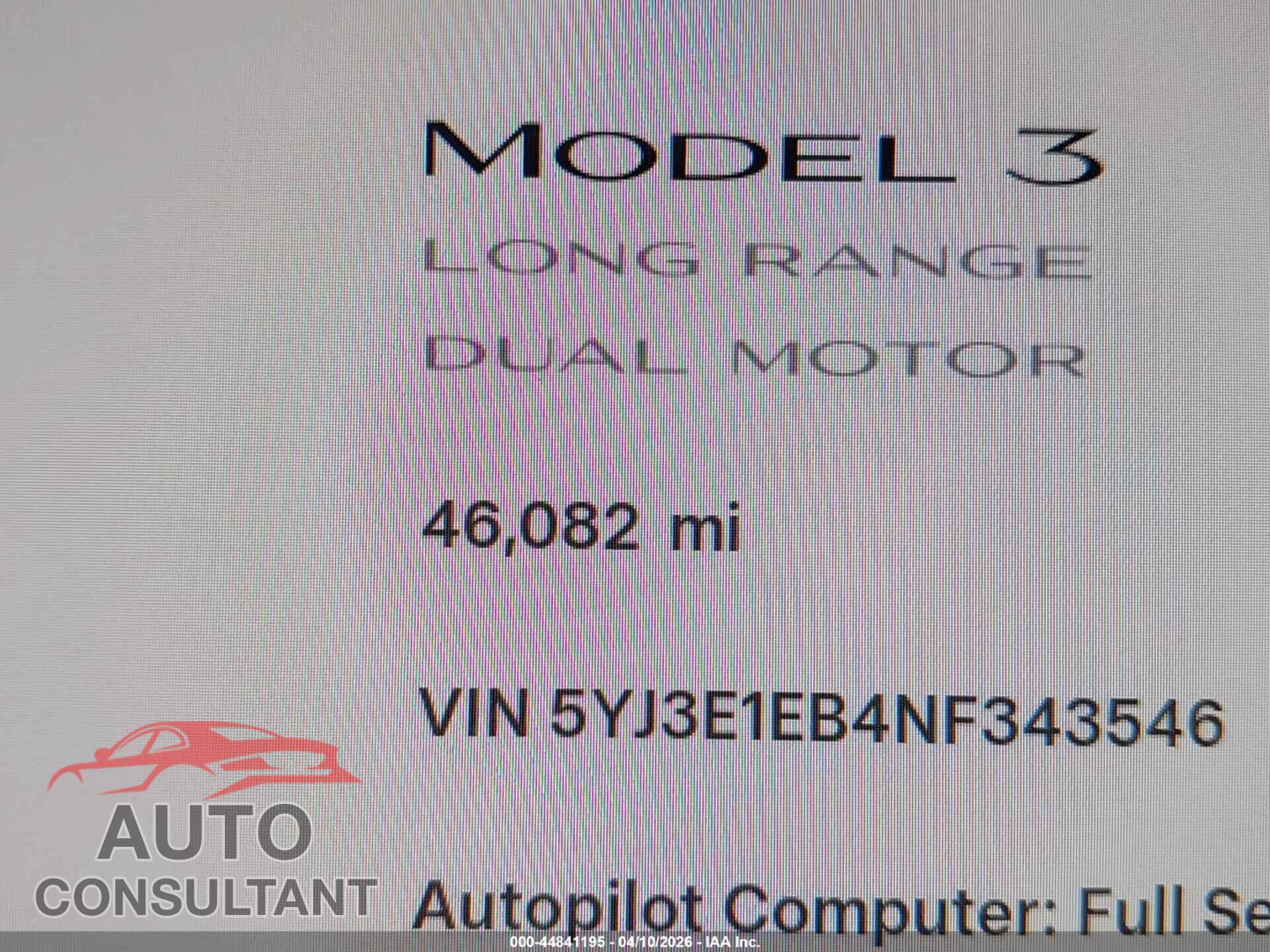 TESLA MODEL 3 2022 - 5YJ3E1EB4NF343546