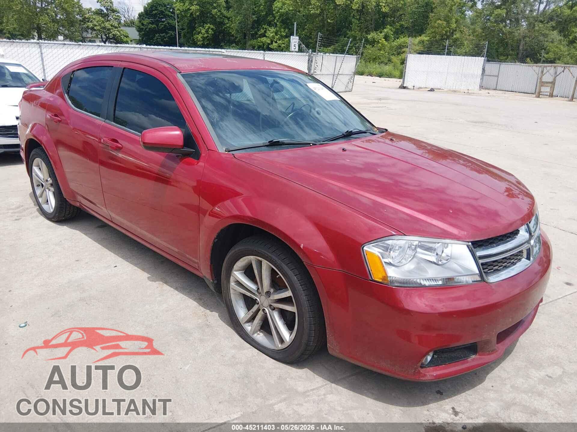 DODGE AVENGER 2011 - 1B3BD1FGXBN524416