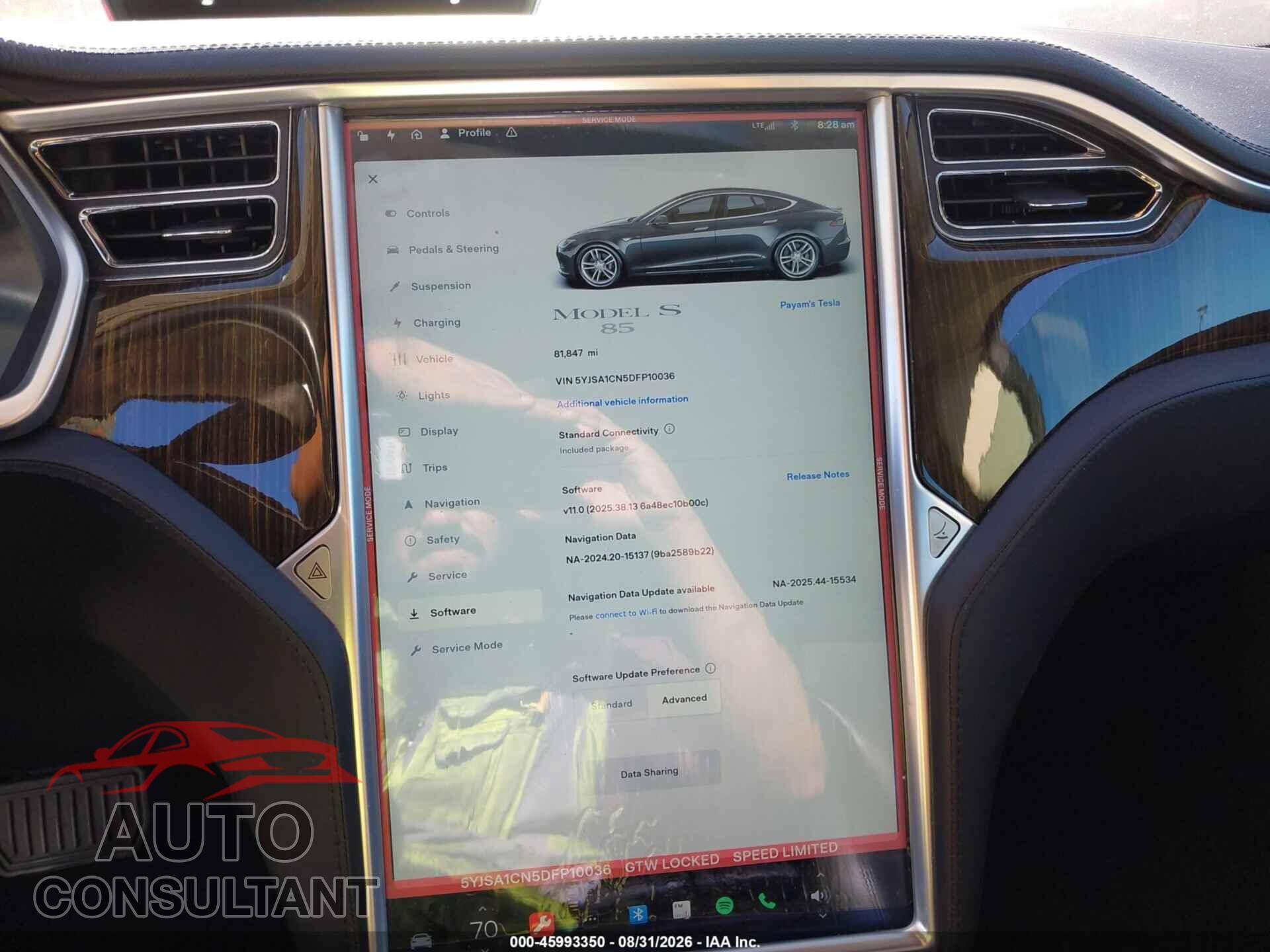 TESLA MODEL S 2013 - 5YJSA1CN5DFP10036