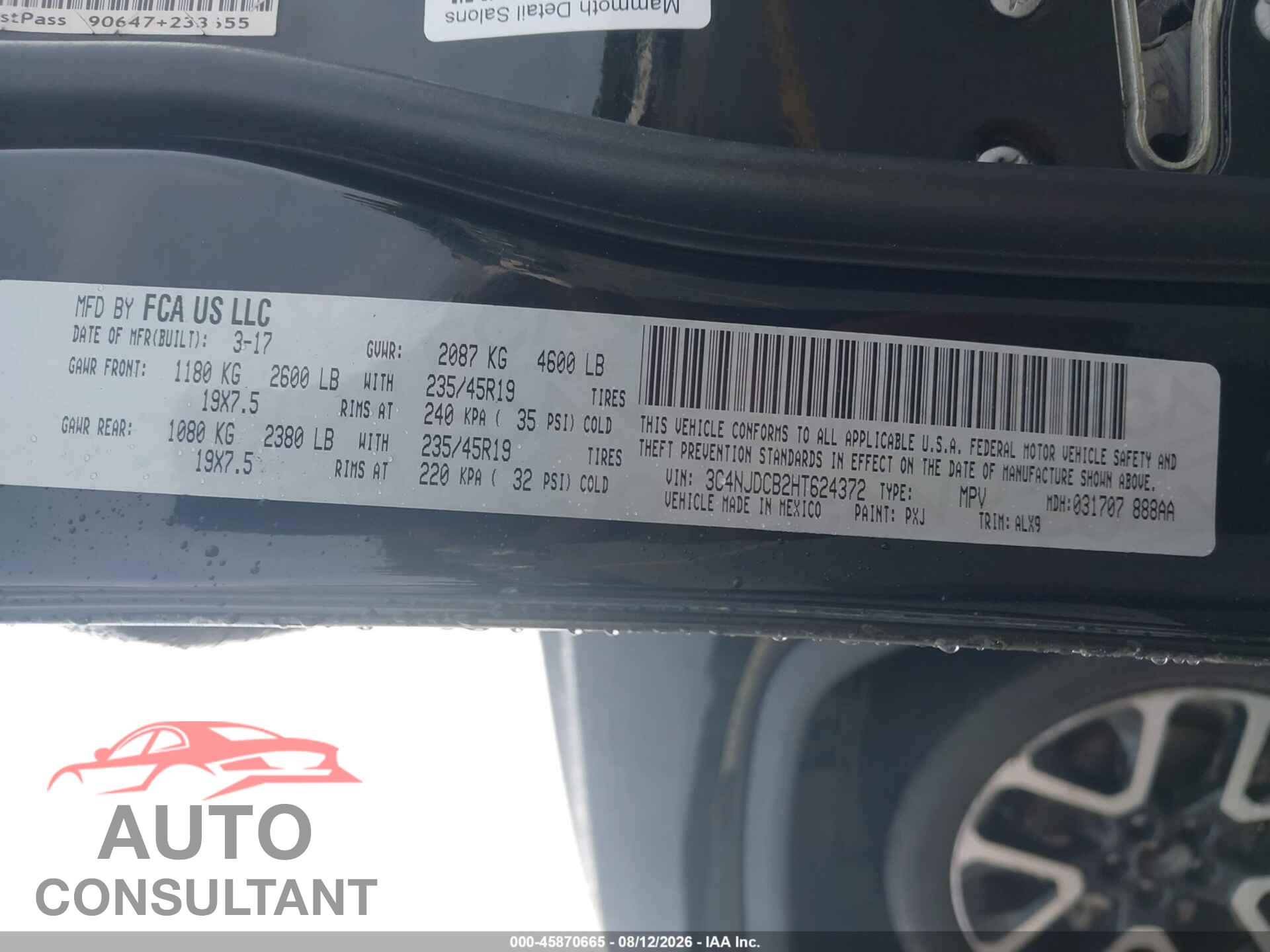 JEEP NEW COMPASS 2017 - 3C4NJDCB2HT624372