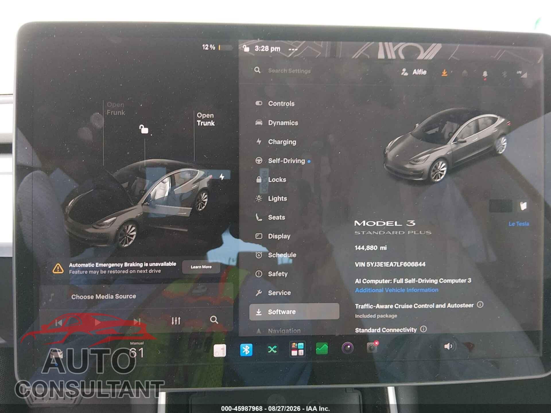 TESLA MODEL 3 2020 - 5YJ3E1EA7LF606844