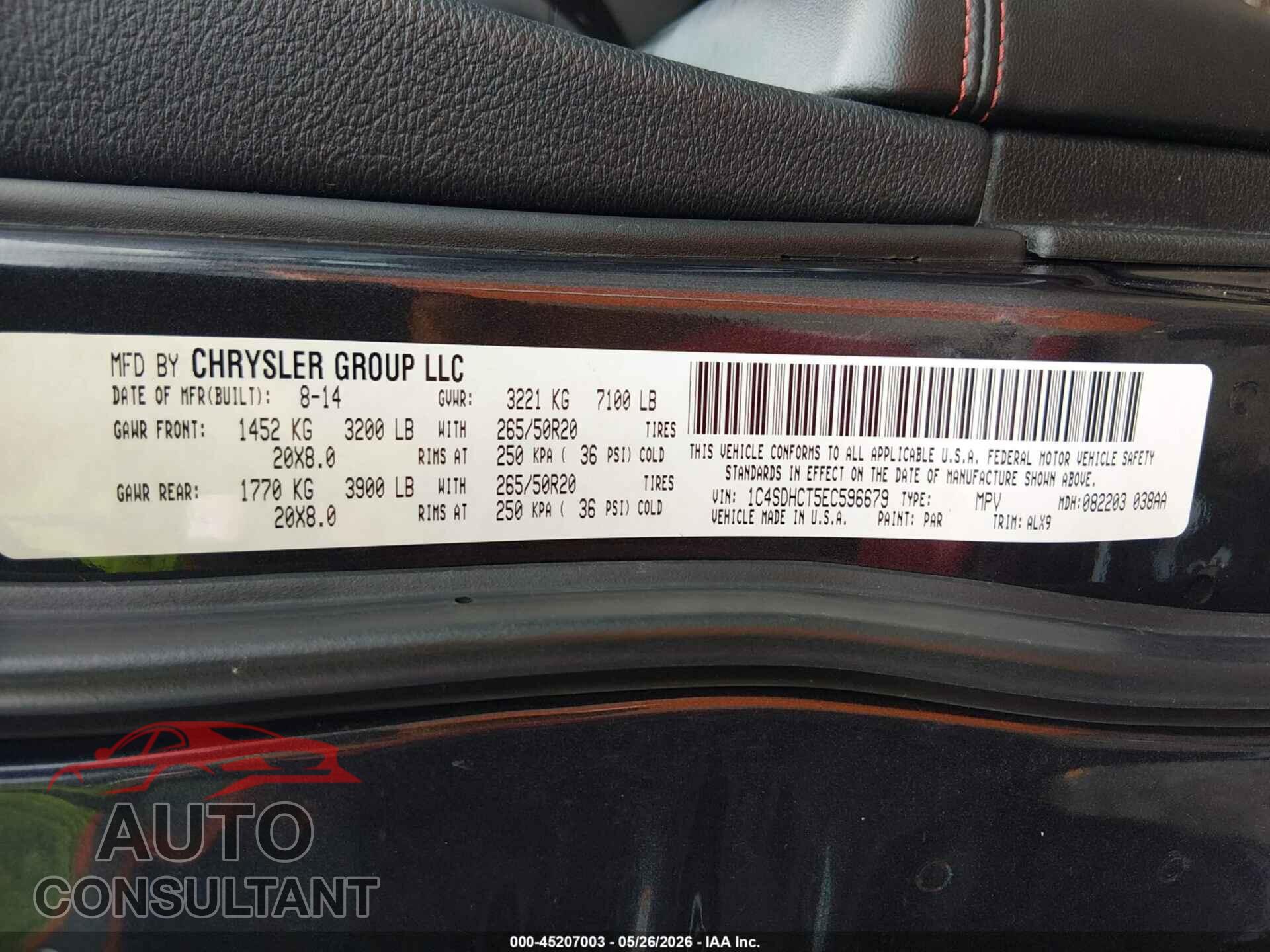 DODGE DURANGO 2014 - 1C4SDHCT5EC596679