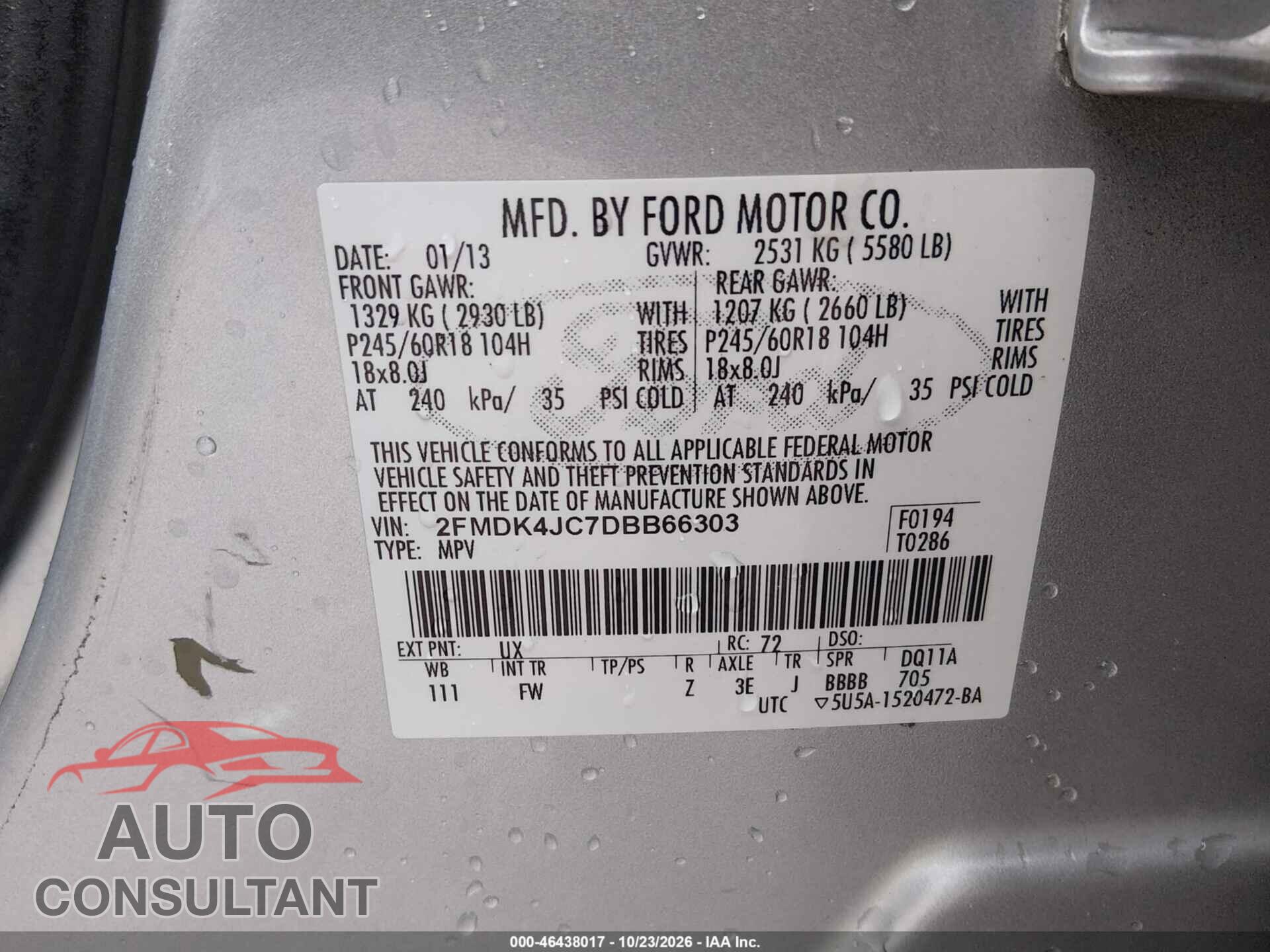 FORD EDGE 2013 - 2FMDK4JC7DBB66303