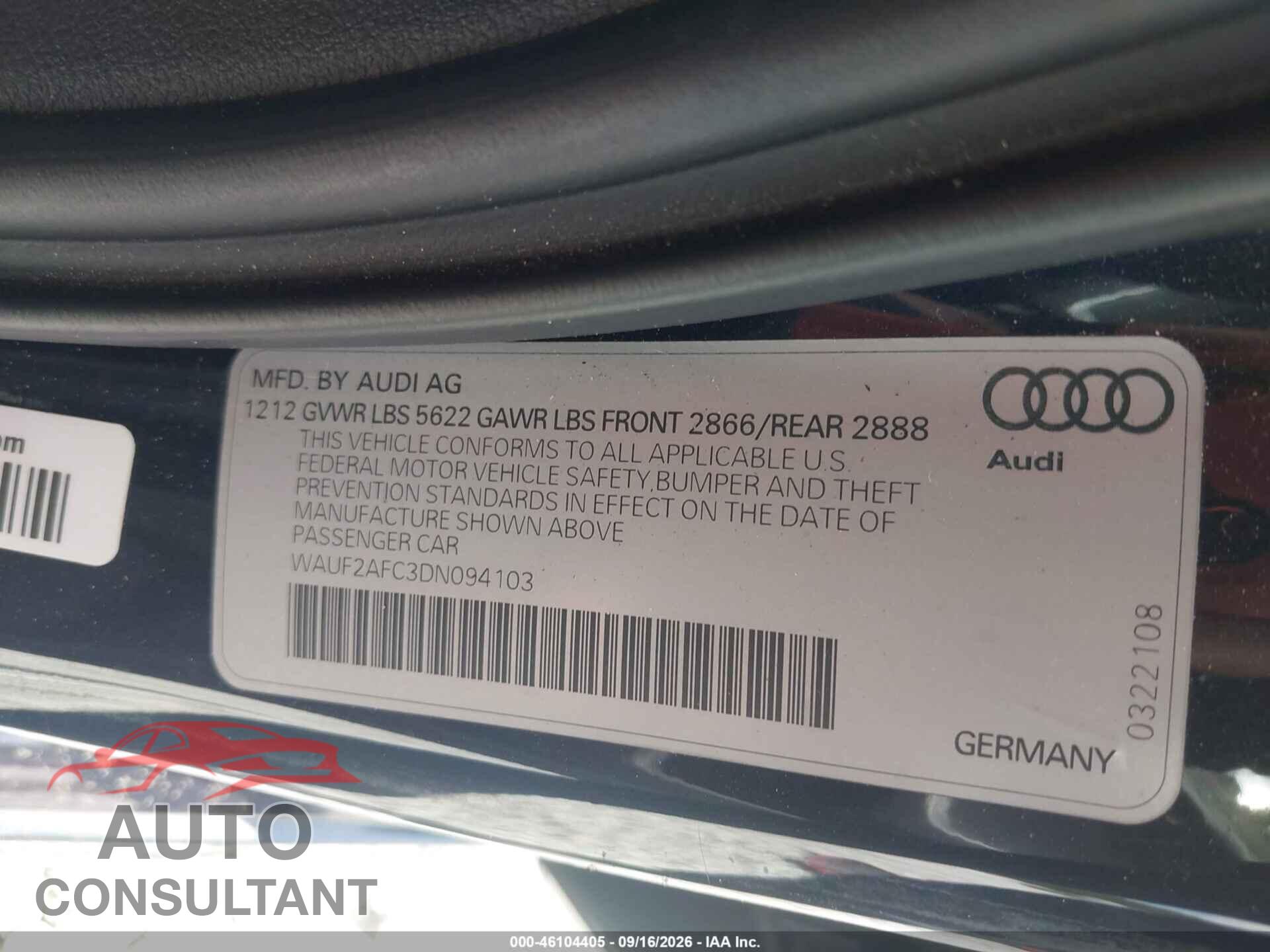 AUDI S6 2013 - WAUF2AFC3DN094103