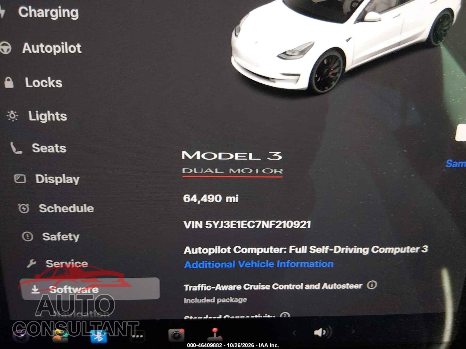 TESLA MODEL 3 2022 - 5YJ3E1EC7NF210921