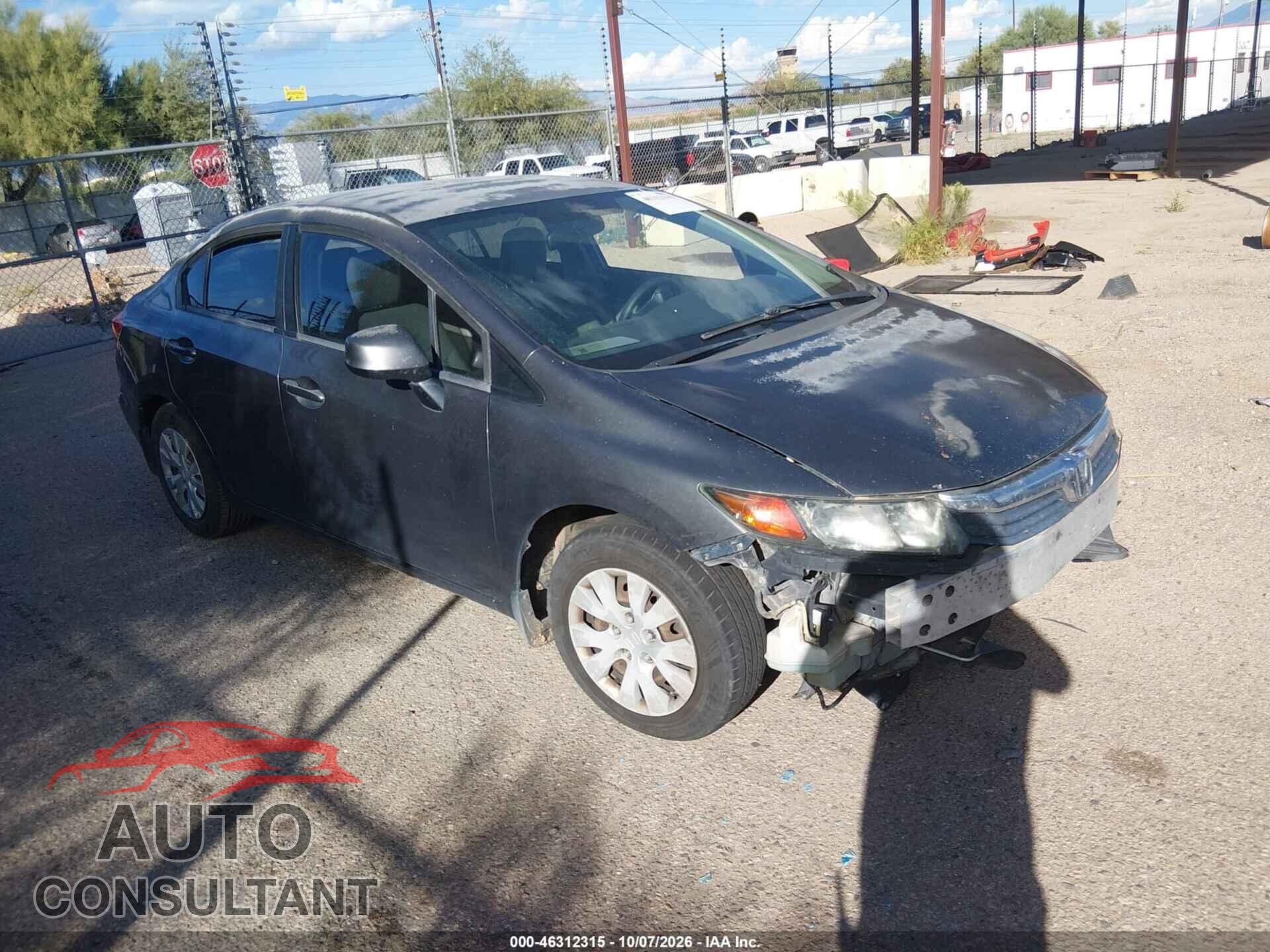 HONDA CIVIC 2012 - 19XFB2F59CE346501