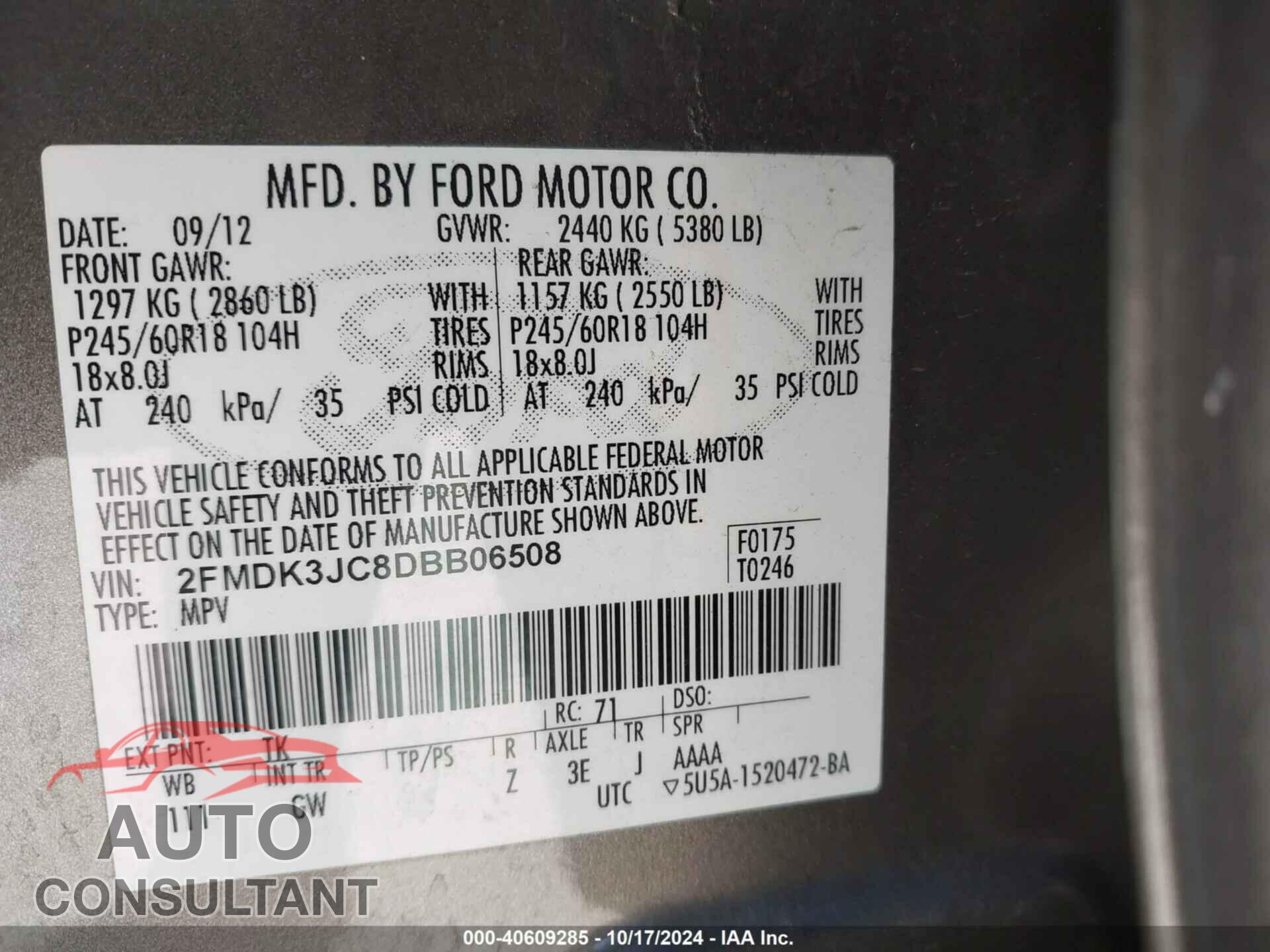 FORD EDGE 2013 - 2FMDK3JC8DBB06508