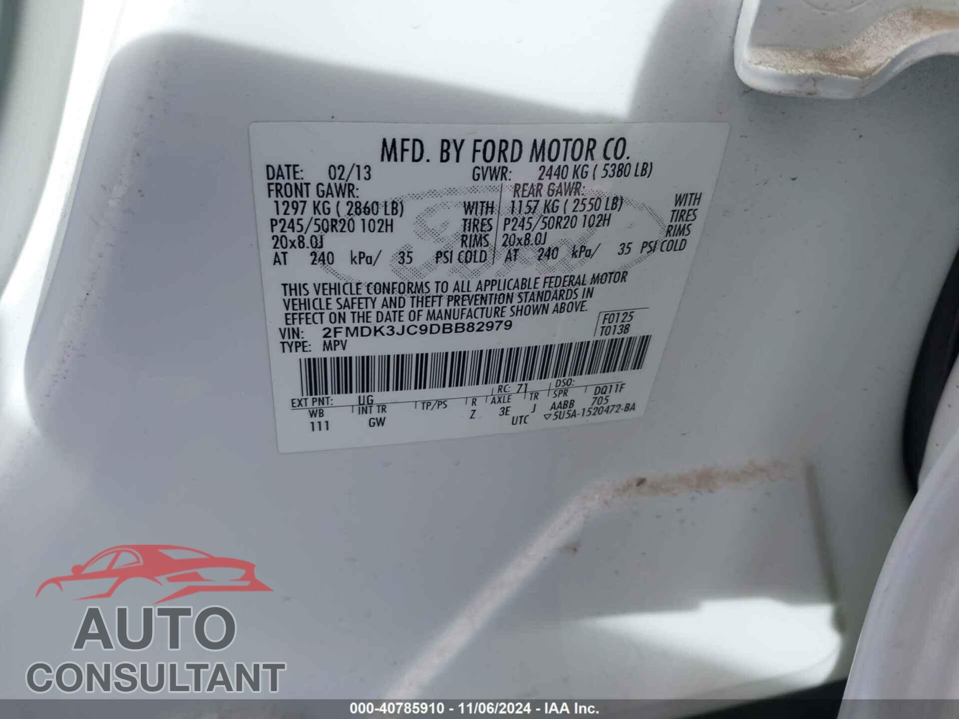 FORD EDGE 2013 - 2FMDK3JC9DBB82979