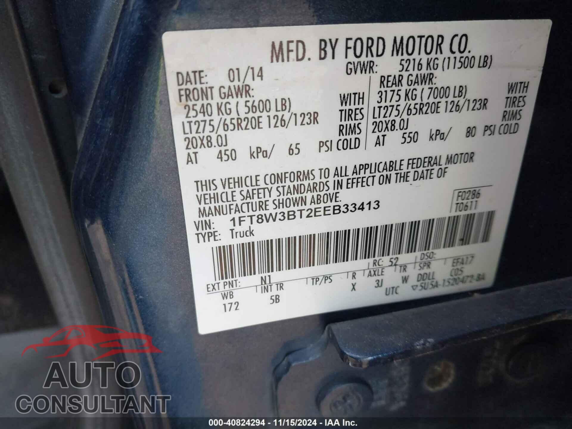 FORD F-350 2014 - 1FT8W3BT2EEB33413
