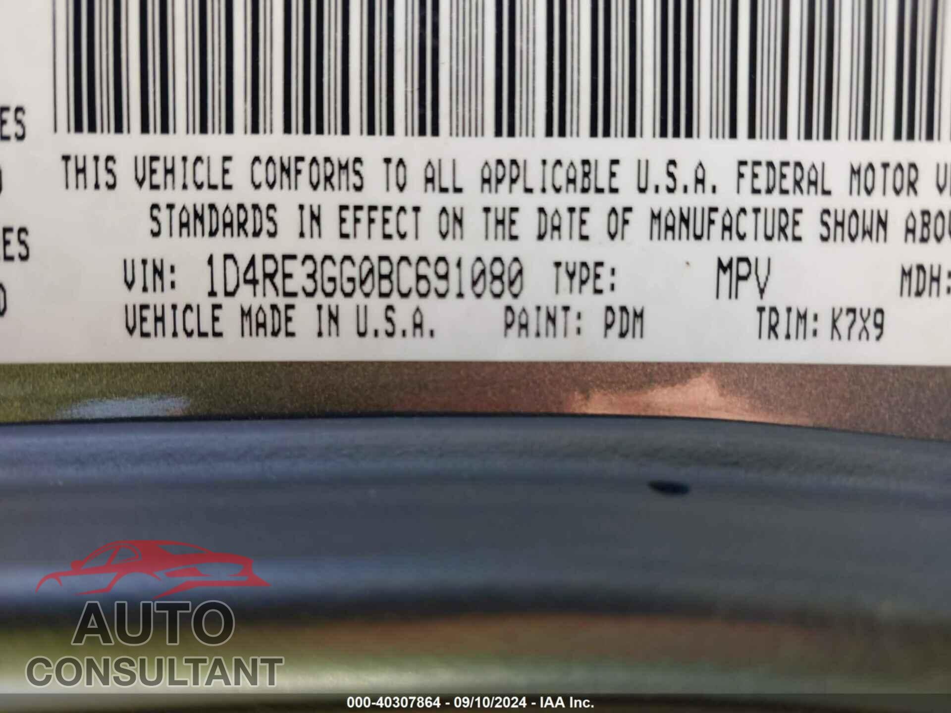 DODGE DURANGO 2011 - 1D4RE3GG0BC691080