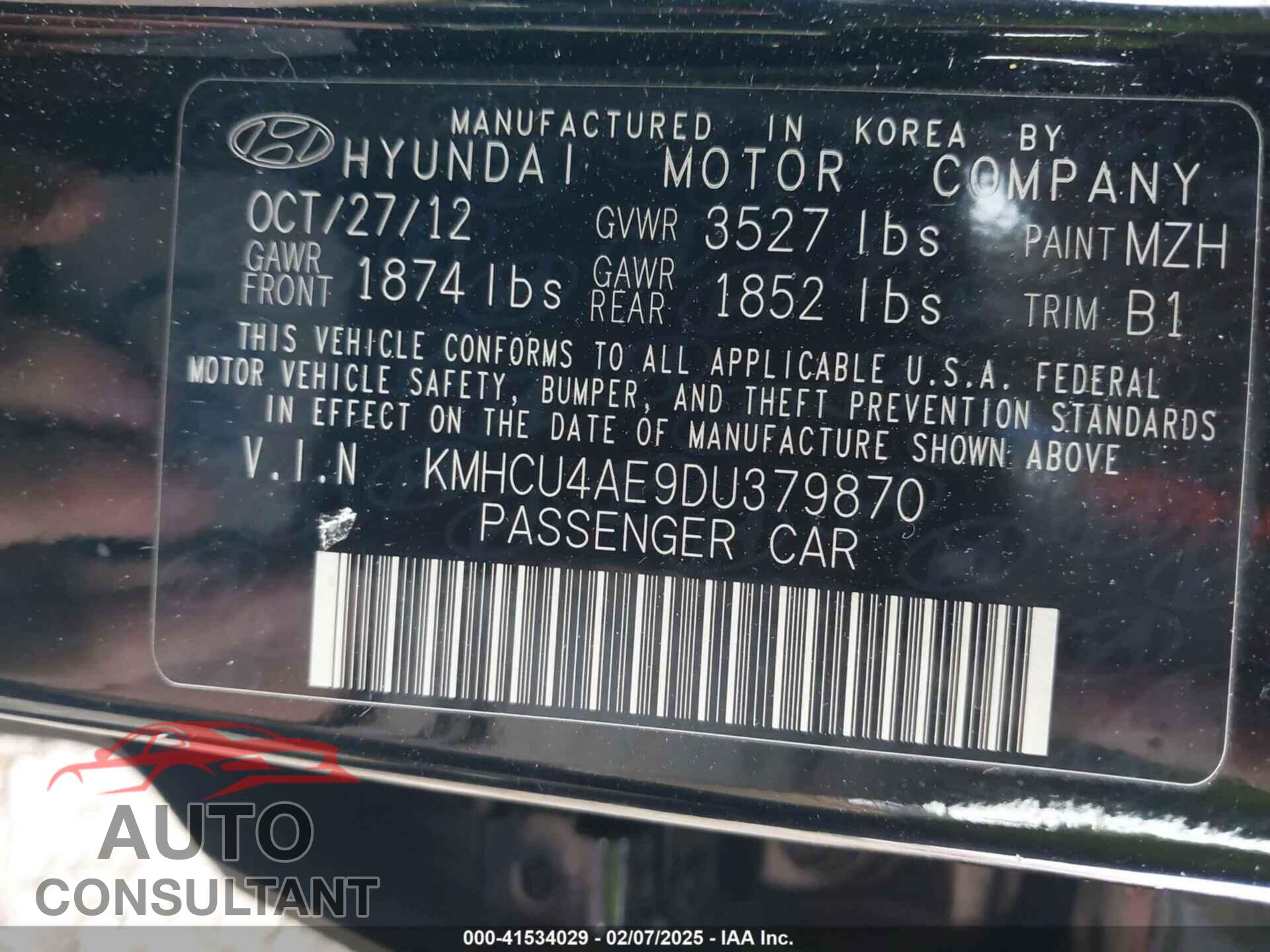 HYUNDAI ACCENT 2013 - KMHCU4AE9DU379870