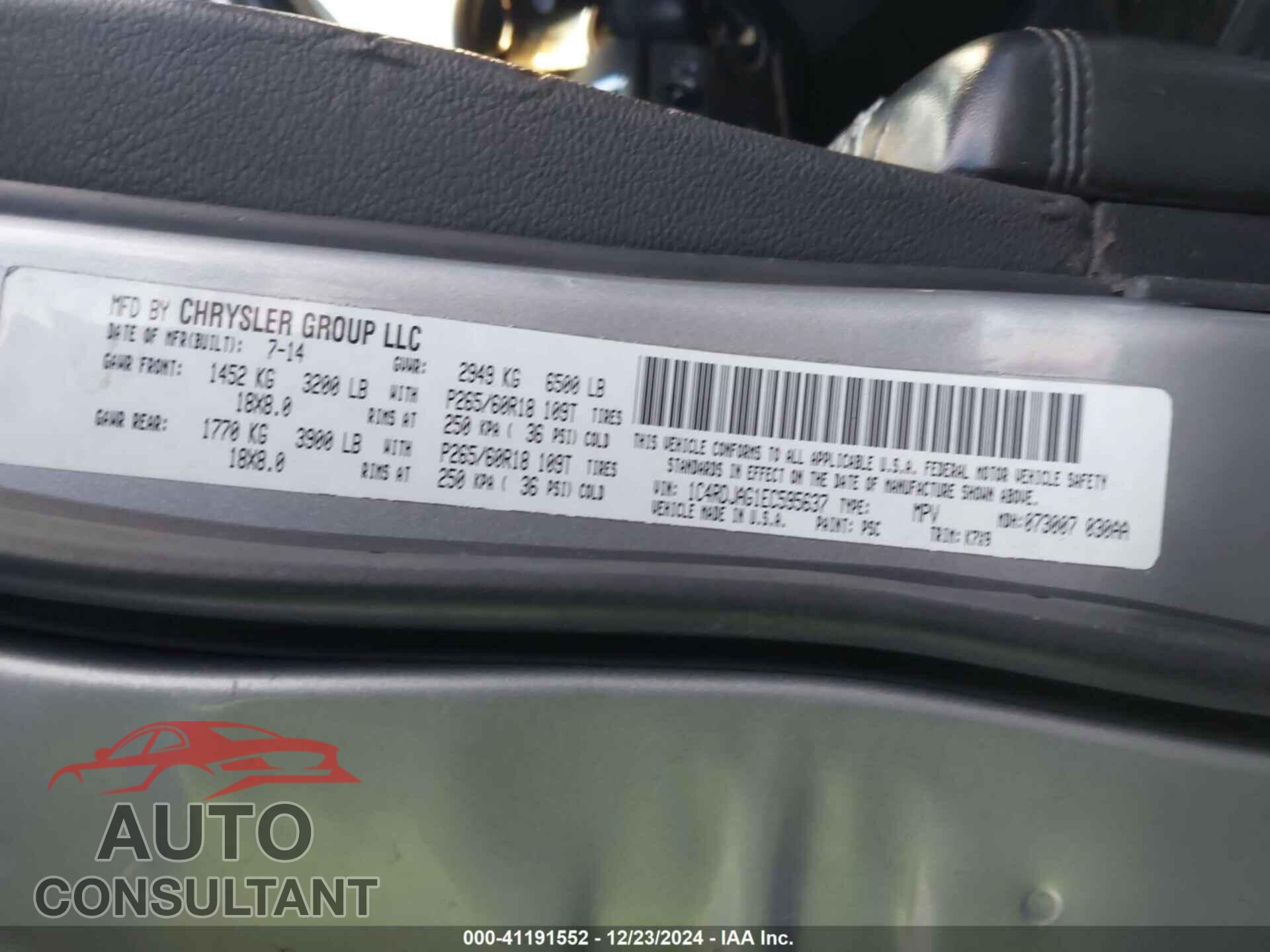 DODGE DURANGO 2014 - 1C4RDJAG1EC595637