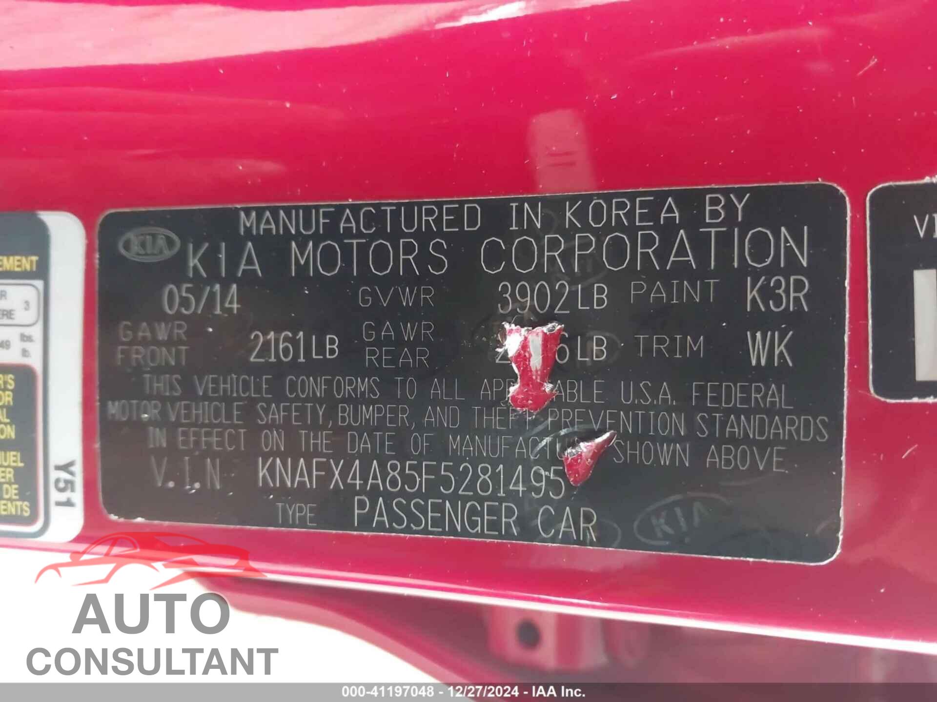 KIA FORTE 2015 - KNAFX4A85F5281495