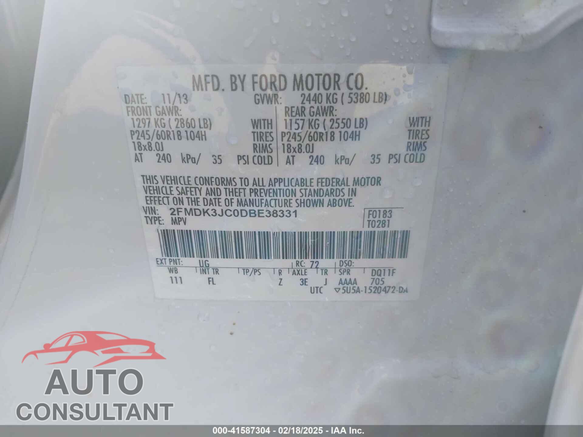FORD EDGE 2013 - 2FMDK3JC0DBE38331