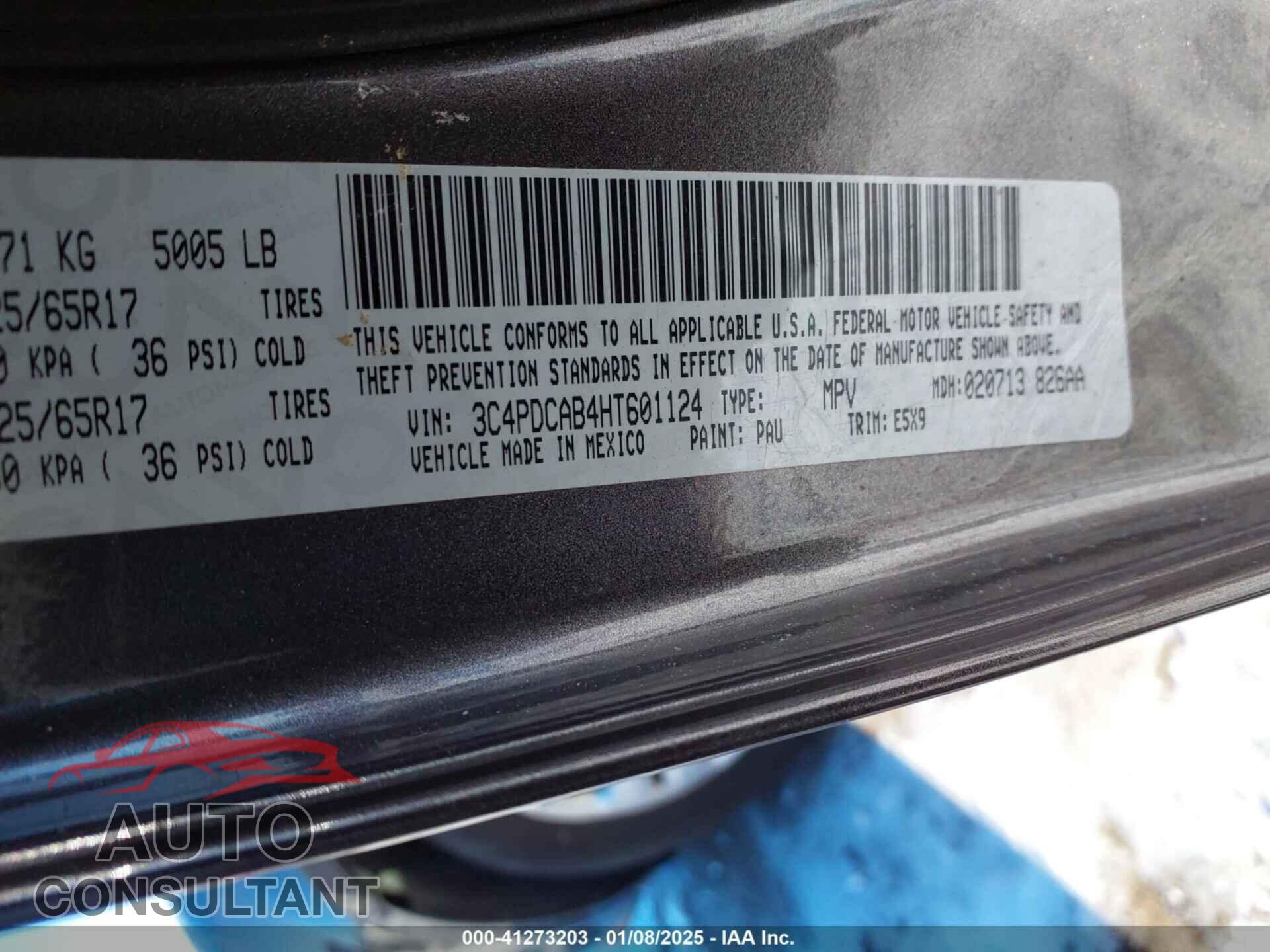 DODGE JOURNEY 2017 - 3C4PDCAB4HT601124