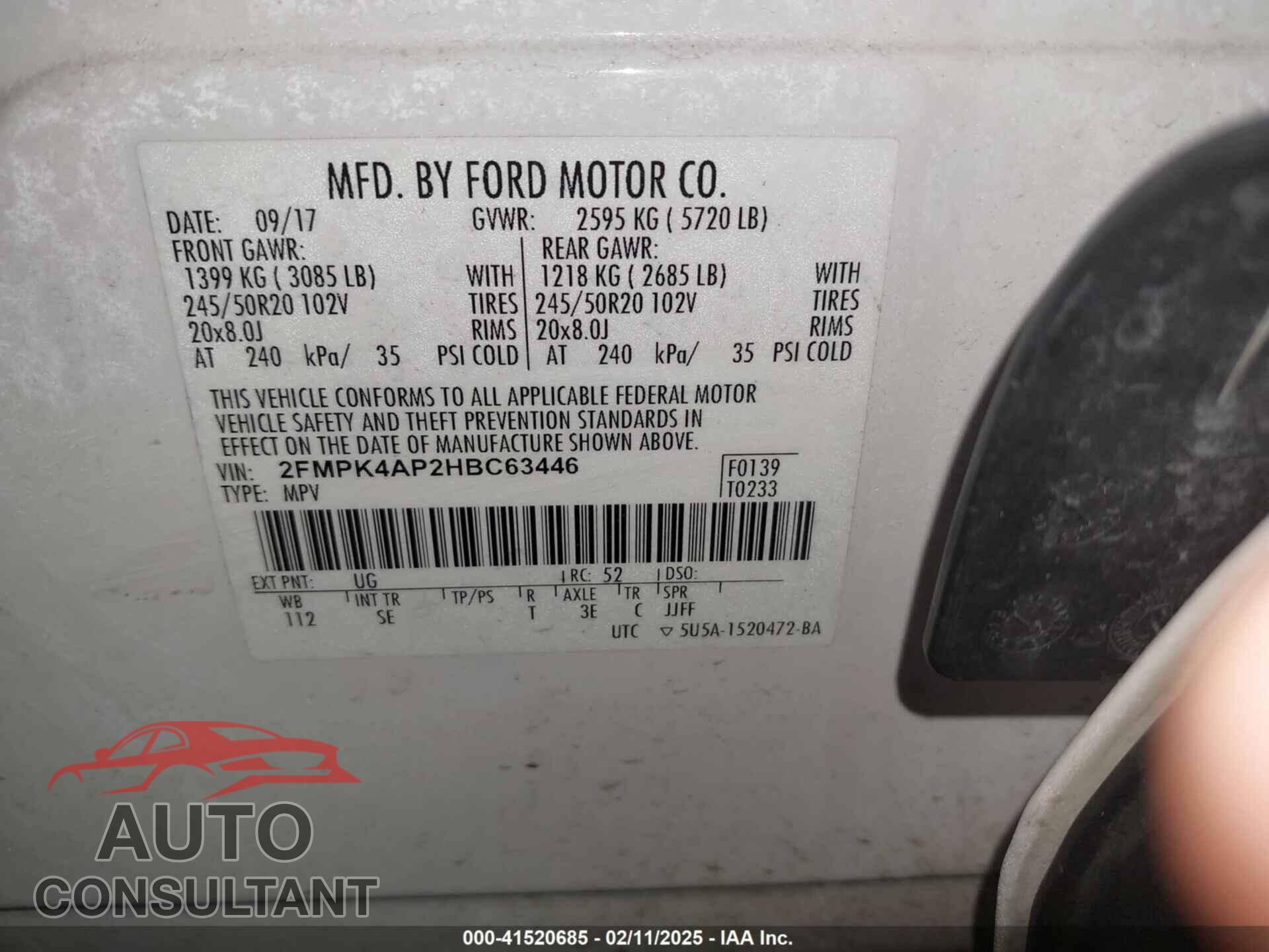 FORD EDGE 2017 - 2FMPK4AP2HBC63446