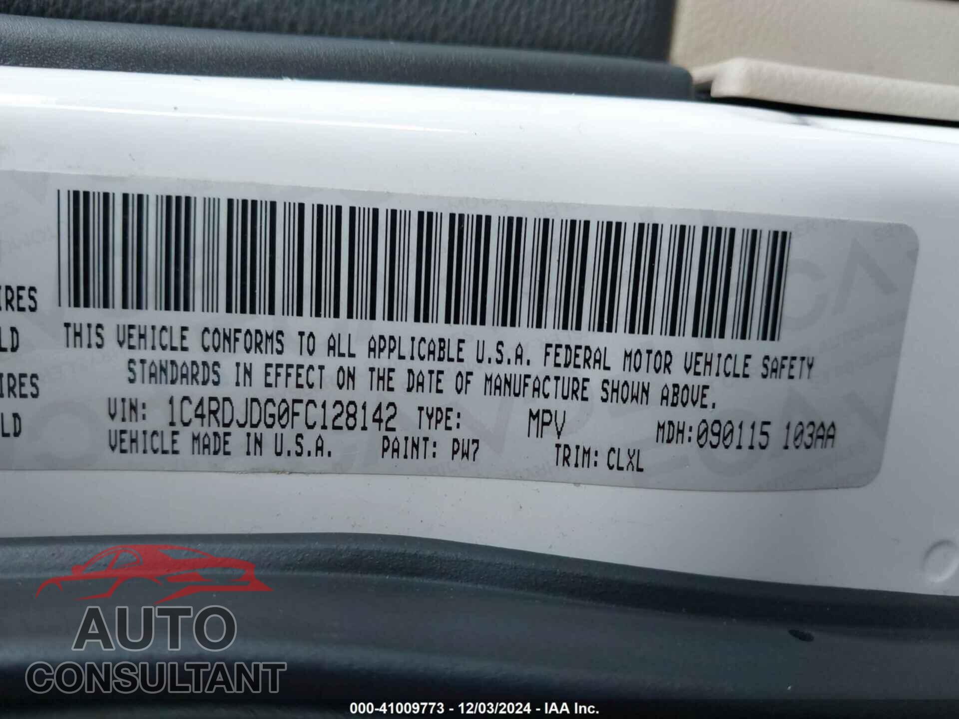 DODGE DURANGO 2015 - 1C4RDJDG0FC128142
